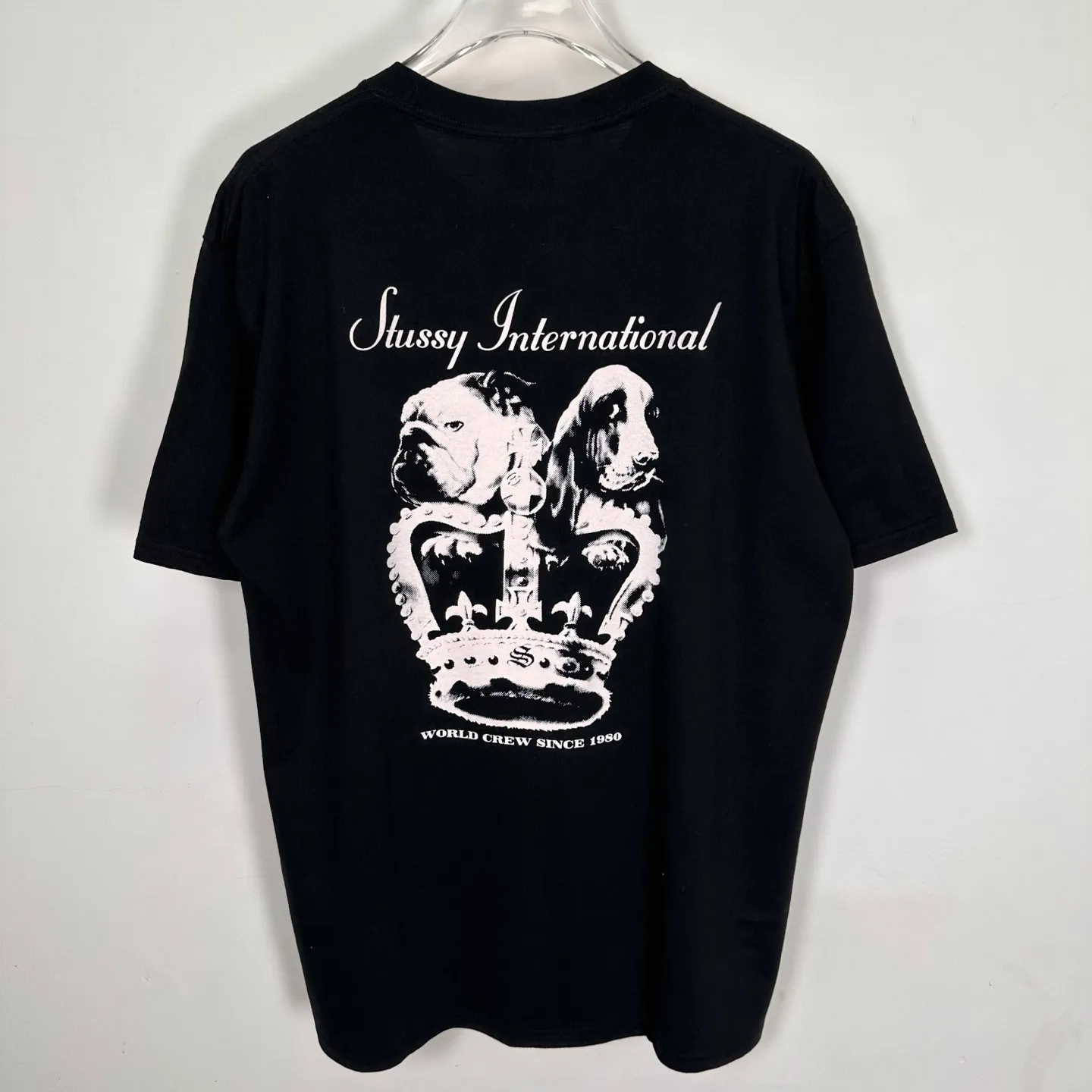Crown Dog T-shirt STUSSY SS25 DOG CROWN TEE Black and White S- XL