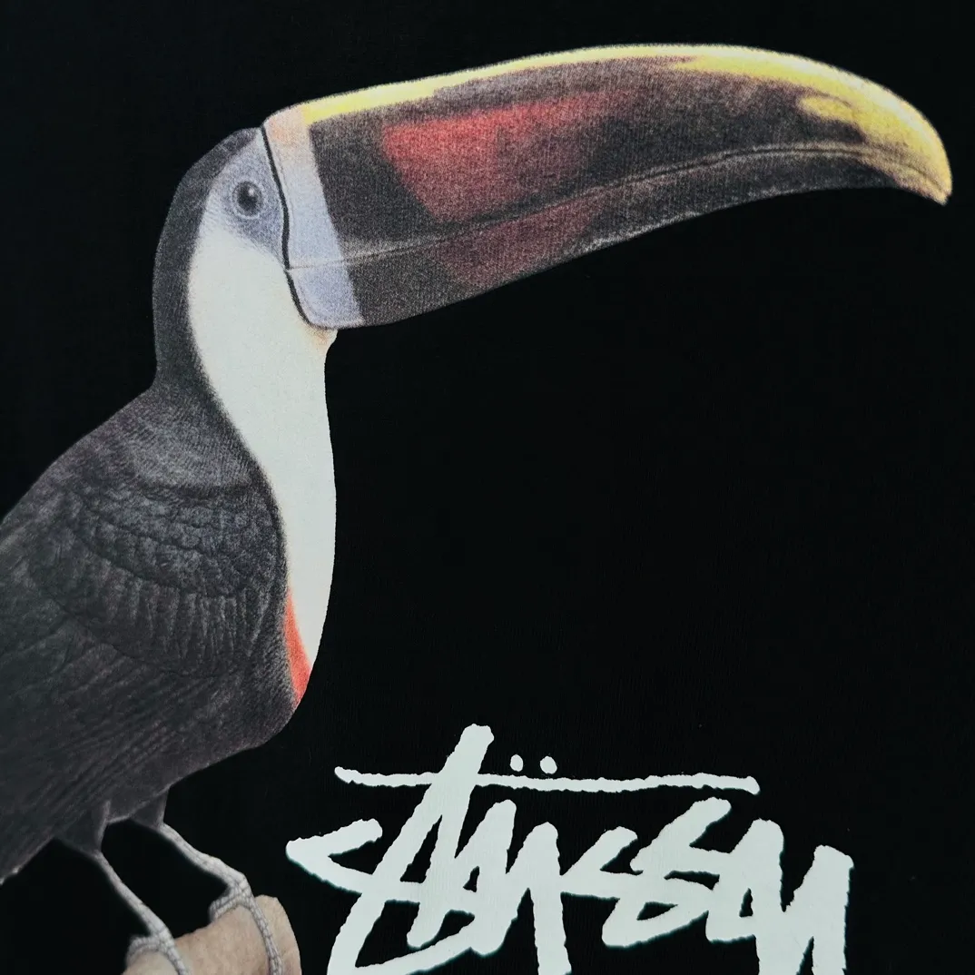 STUSSY SS24 Animal Series TOUCAN TEE Toucan T-shirt Black and White S-XL