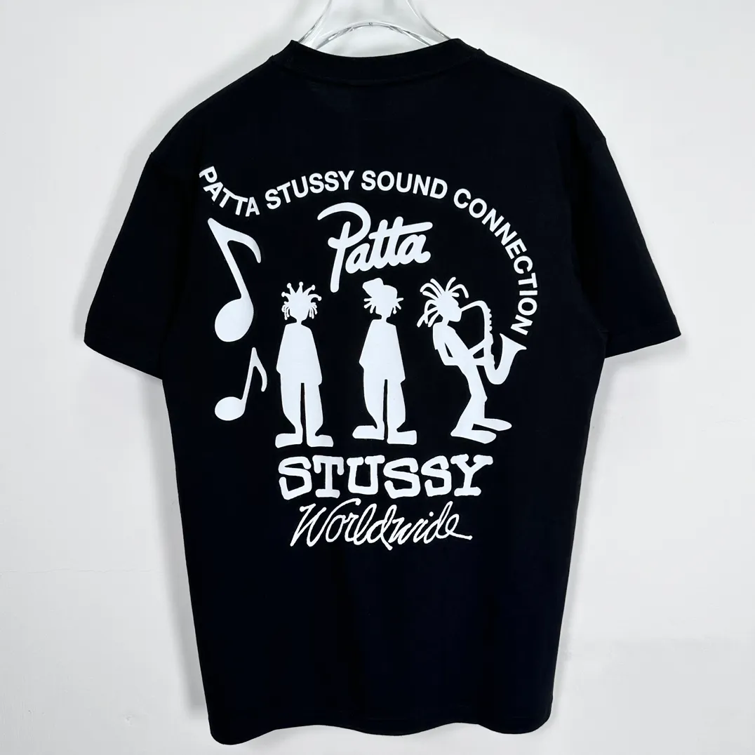 STUSSY X PATTA joint model SS24 TEE musician T-shirt black and white S-XL