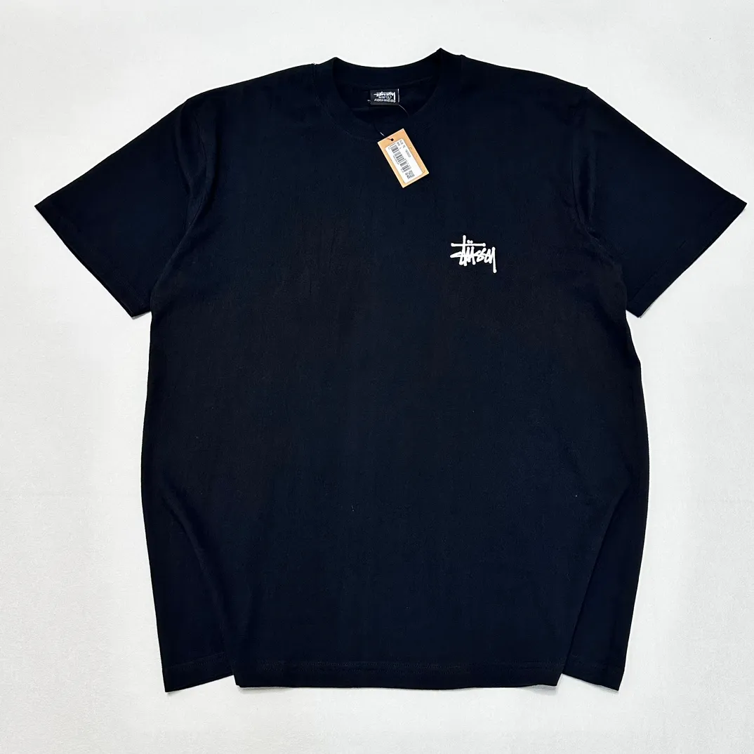 Spot goods! Stussy SS24 Basic StÜssy Tee classic letter Logo printed short-sleeved T-shirt couple style black and white dark blue S-XL
