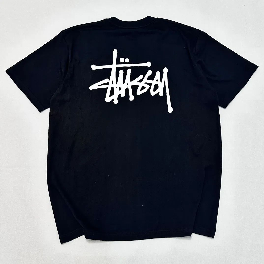 Spot goods! Stussy SS24 Basic StÜssy Tee classic letter Logo printed short-sleeved T-shirt couple style black and white dark blue S-XL