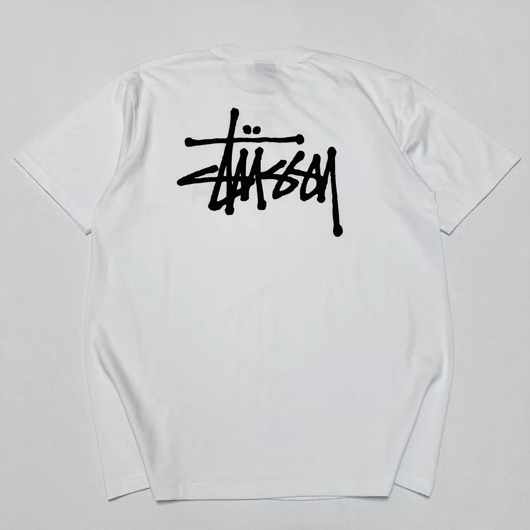 Spot goods! Stussy SS24 Basic StÜssy Tee classic letter Logo printed short-sleeved T-shirt couple style black and white dark blue S-XL