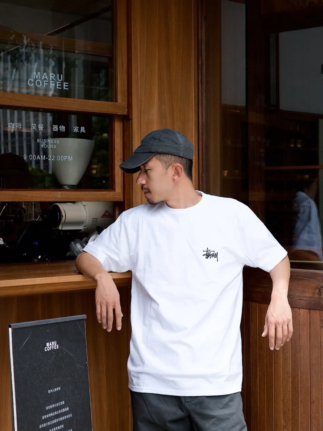 STUSSY SS24 SUNSET TEE Sunset Coconut Beach View T-shirt Black and White S-XL