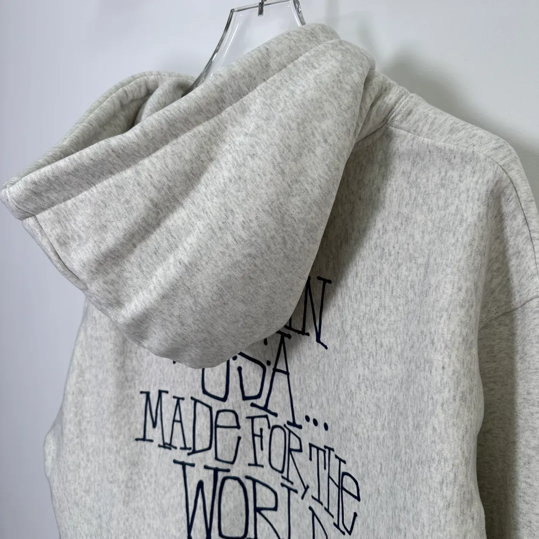Graffiti word sweatshirt Stussy FW24 BUILT IN USA HOODIE English logo on the back plus velvet hooded sweatshirt/hoodie black gray dark blue S-XL