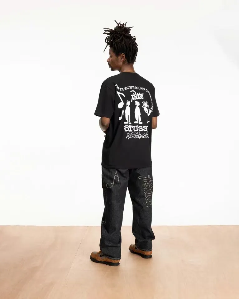 STUSSY X PATTA joint model SS24 TEE musician T-shirt black and white S-XL