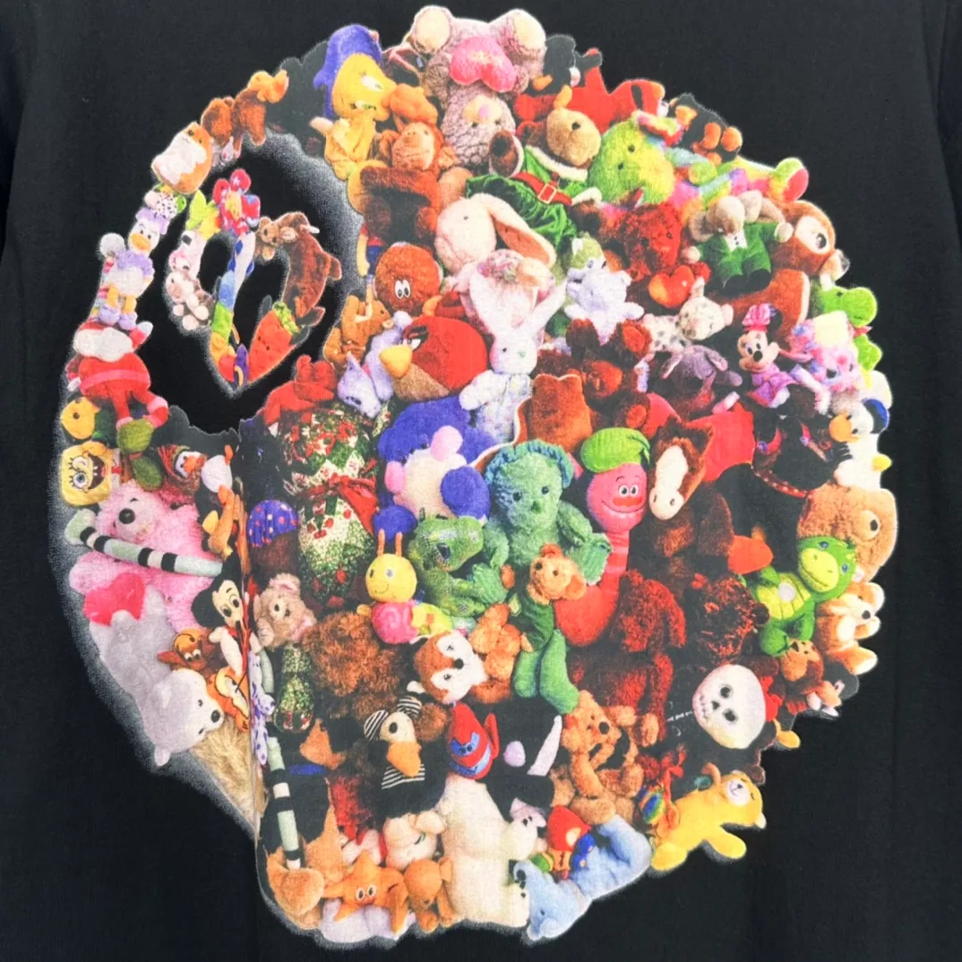 Stussy 23SS PLUSH TEE Doll logo No. 8 ball printed short-sleeved Tee black and white M L XL