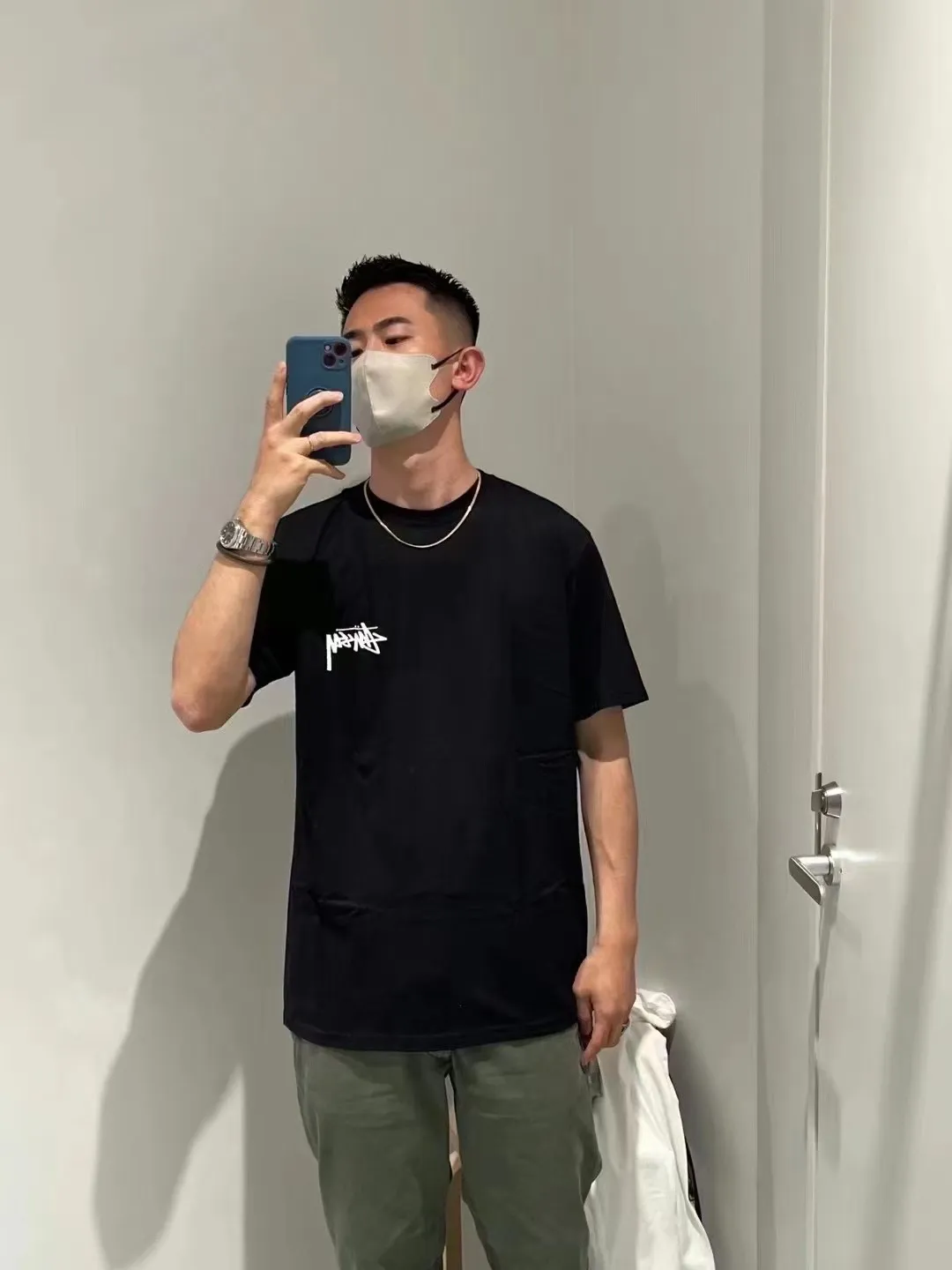 STUSSY 23SS PLUSH TEE doll logo No. 8 ball short-sleeved Tee black and white S-XL