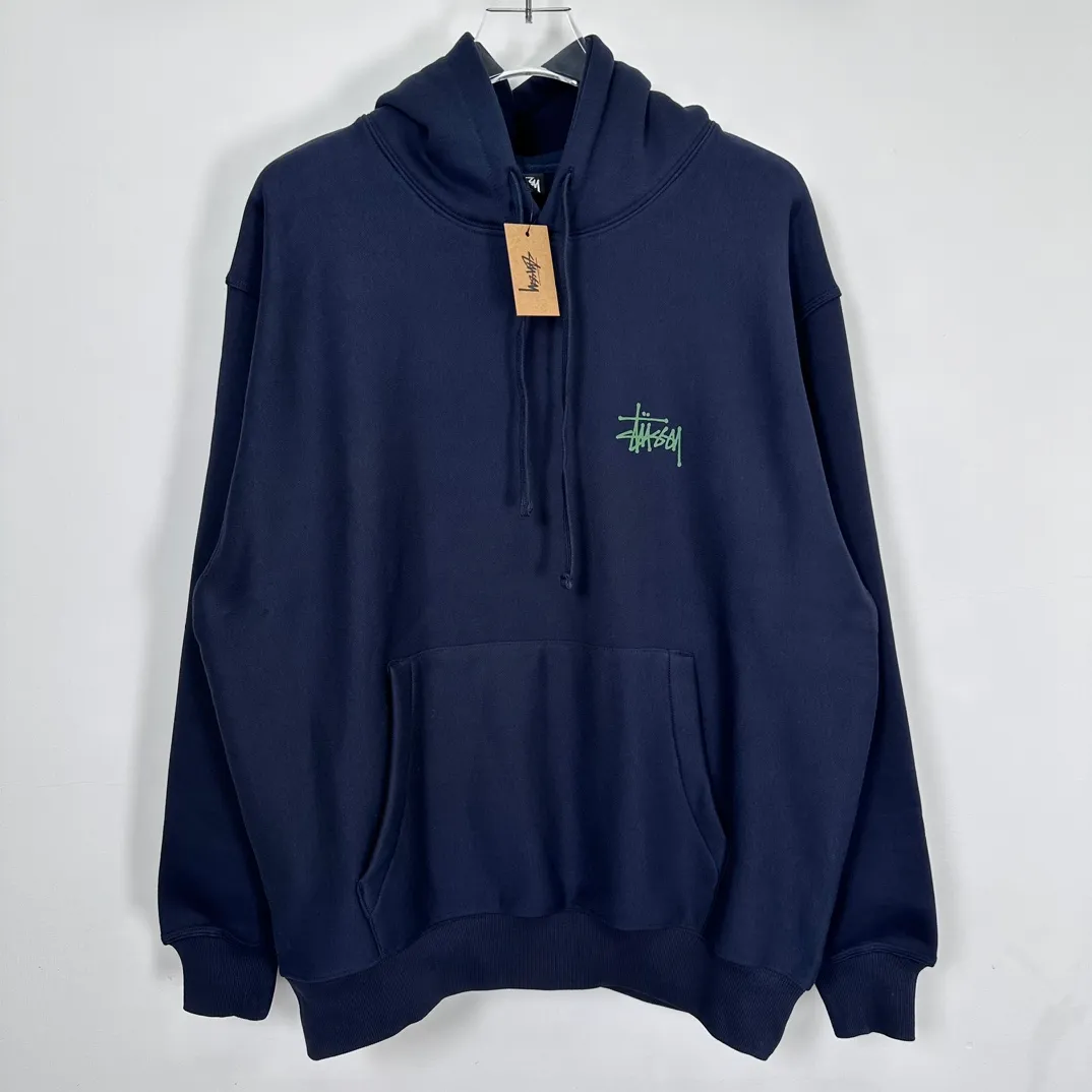 Graffiti word sweatshirt Stussy FW24 BUILT IN USA HOODIE English logo on the back plus velvet hooded sweatshirt/hoodie black gray dark blue S-XL