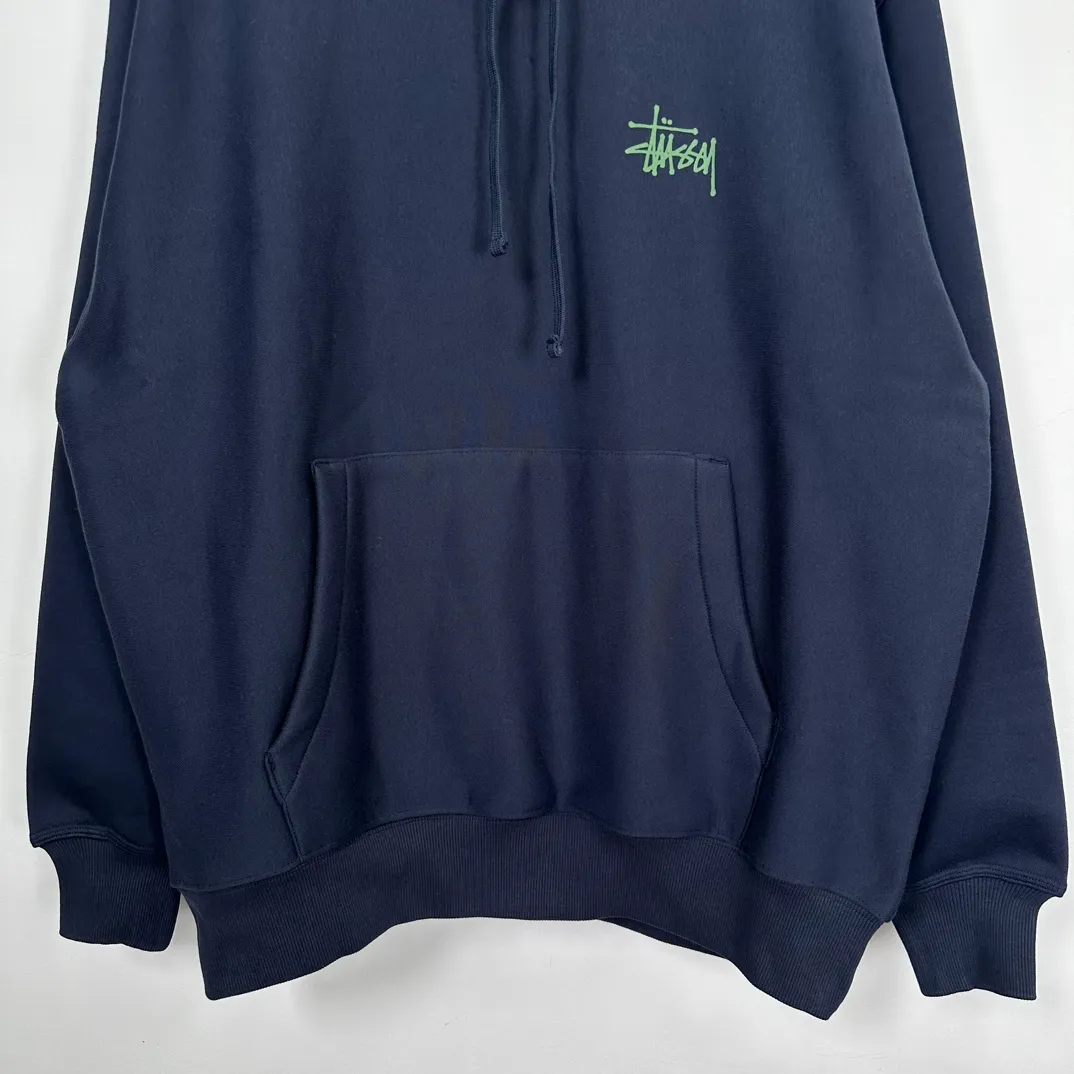 Graffiti word sweatshirt Stussy FW24 BUILT IN USA HOODIE English logo on the back plus velvet hooded sweatshirt/hoodie black gray dark blue S-XL