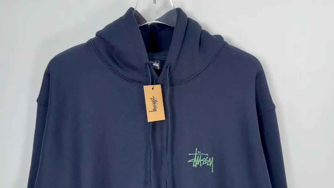Graffiti word sweatshirt Stussy FW24 BUILT IN USA HOODIE English logo on the back plus velvet hooded sweatshirt/hoodie black gray dark blue S-XL