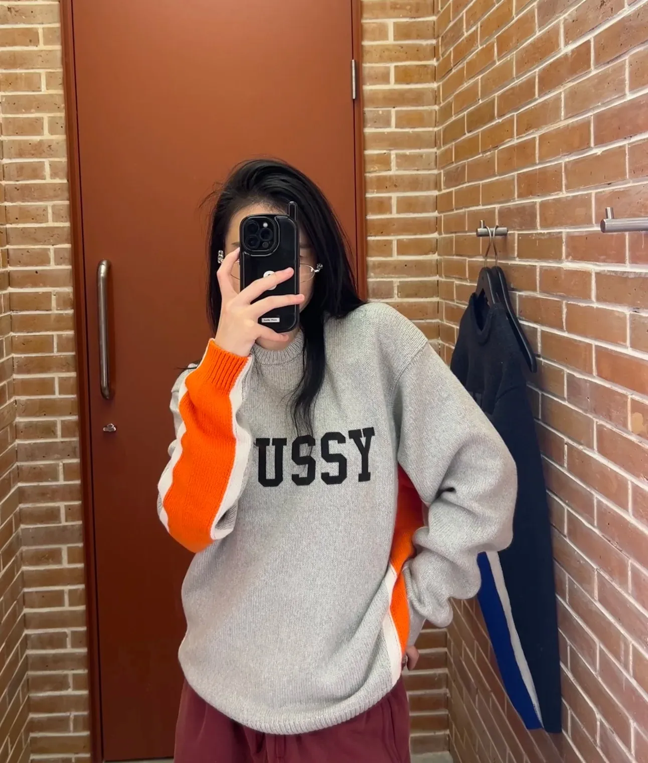 Contrast color patchwork sweater STUSSY FW24 STRIPE CREW Holiday series Jacquard knitted crew neck sweater carbon black M gray M-XL
