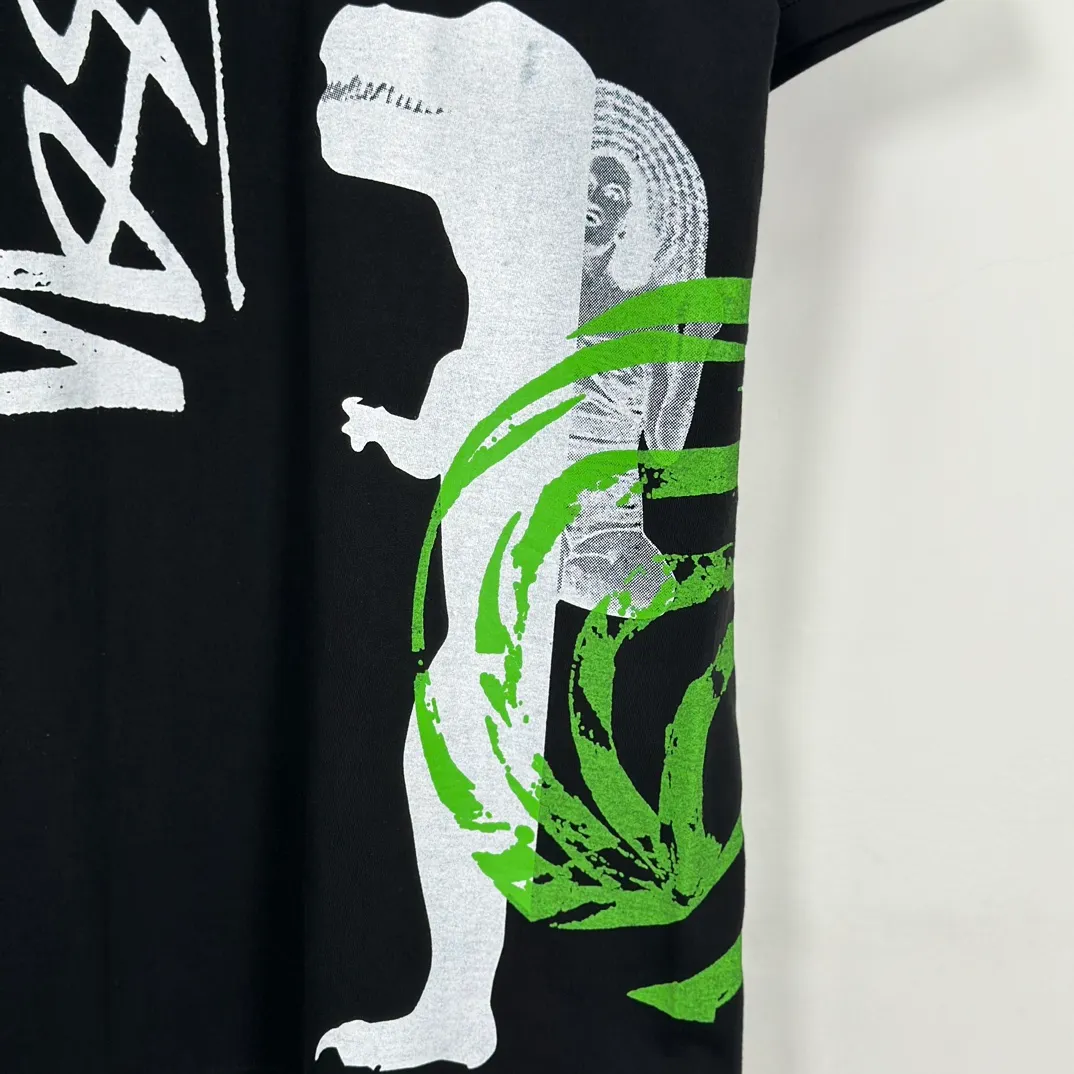STUSSY X DAVID SS24 joint model CARSON DINO TEE dinosaur digital print short-sleeved Tee black and white S-XL