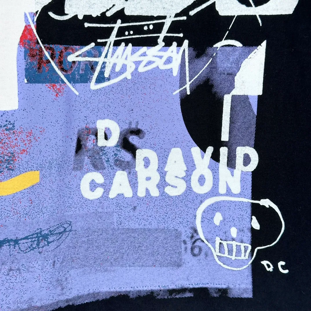 STUSSY X DAVID SS24 joint model CARSON DINO TEE dinosaur digital print short-sleeved Tee black and white S-XL