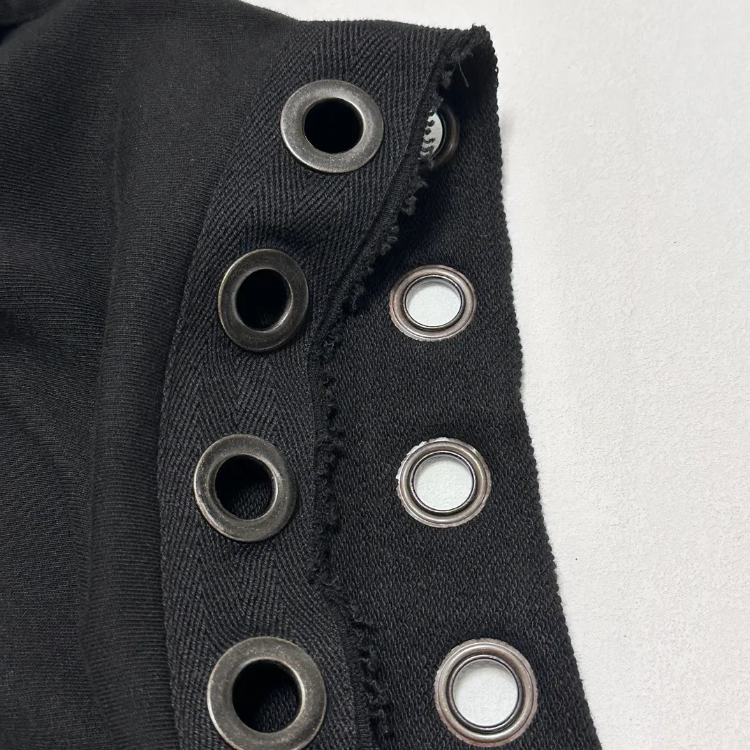 Stussy x JUNYA WATANABE Hooded Vest joint logo eyelet raw edge hooded sweatshirt vest black S-XL