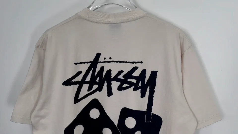STUSSY SS25 DICE TEE PIGMENT DYED dice letter pattern printed short-sleeved T-shirt black off-white S-XL