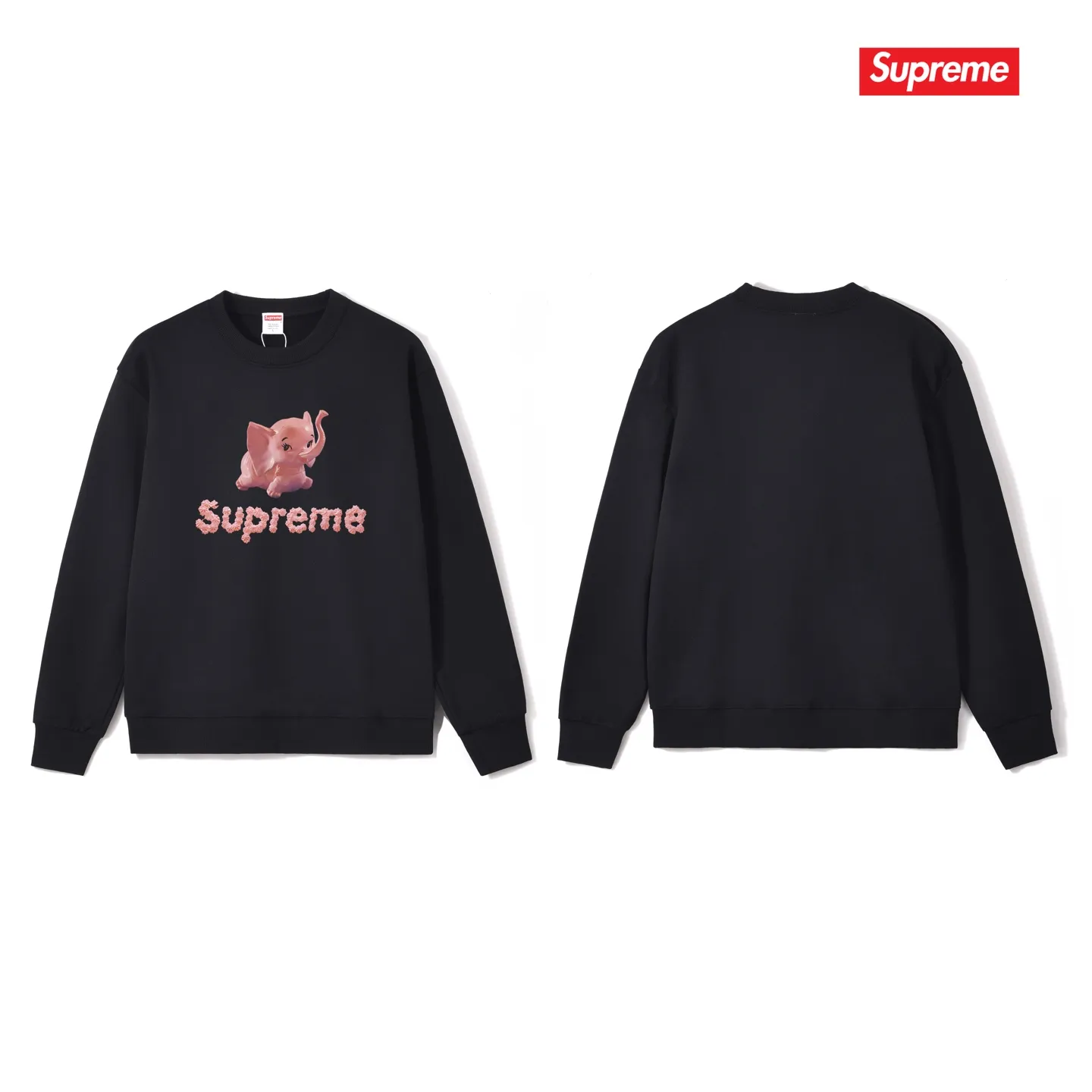 Style No. S1228 #terryp150💰 Plush 160💰 Sup Elephant Little Elephant Couple Round Neck Sweater Made of 400g large terry (drop shoulder large version) fabric, soft texture and no pilling Imported environmentally friendly printing glue The pattern is bright and three-dimensional Quality 💥Same style for men and women The upper body is trendy Color: Black White Gray Size: S M L XL XXL