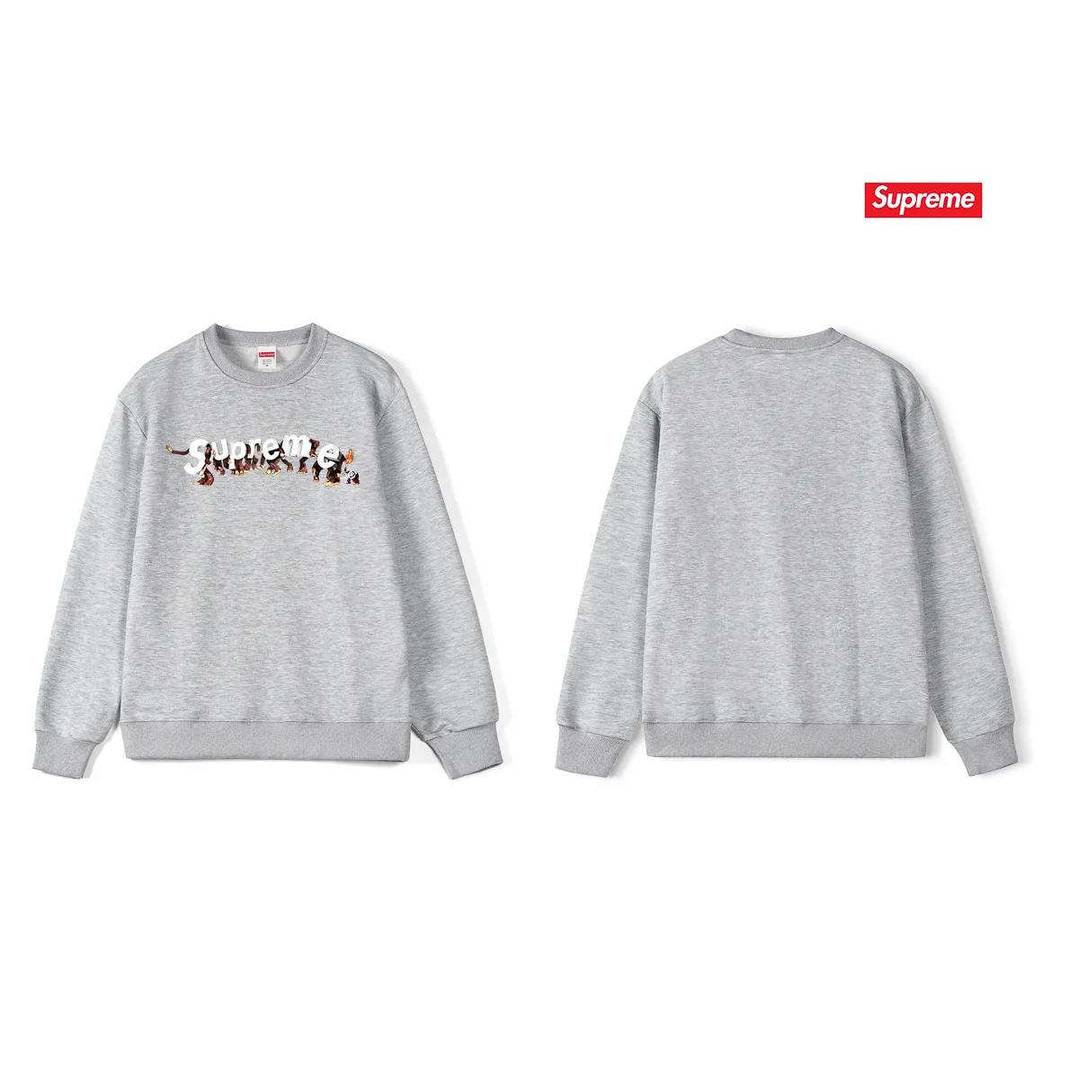 Style No. S1038 #terry p150💰 Plush 160💰 Supreme Week 8 Apes Tee Apes logo letter print round neck sweatshirt Made of 400g large terry (drop shoulder large version) fabric, soft texture and no pilling Imported environmentally friendly printing glue The pattern is bright and three-dimensional Quality💥Same style for men and women The upper body is trendy Color: black white gray Size: S M L XL XXL