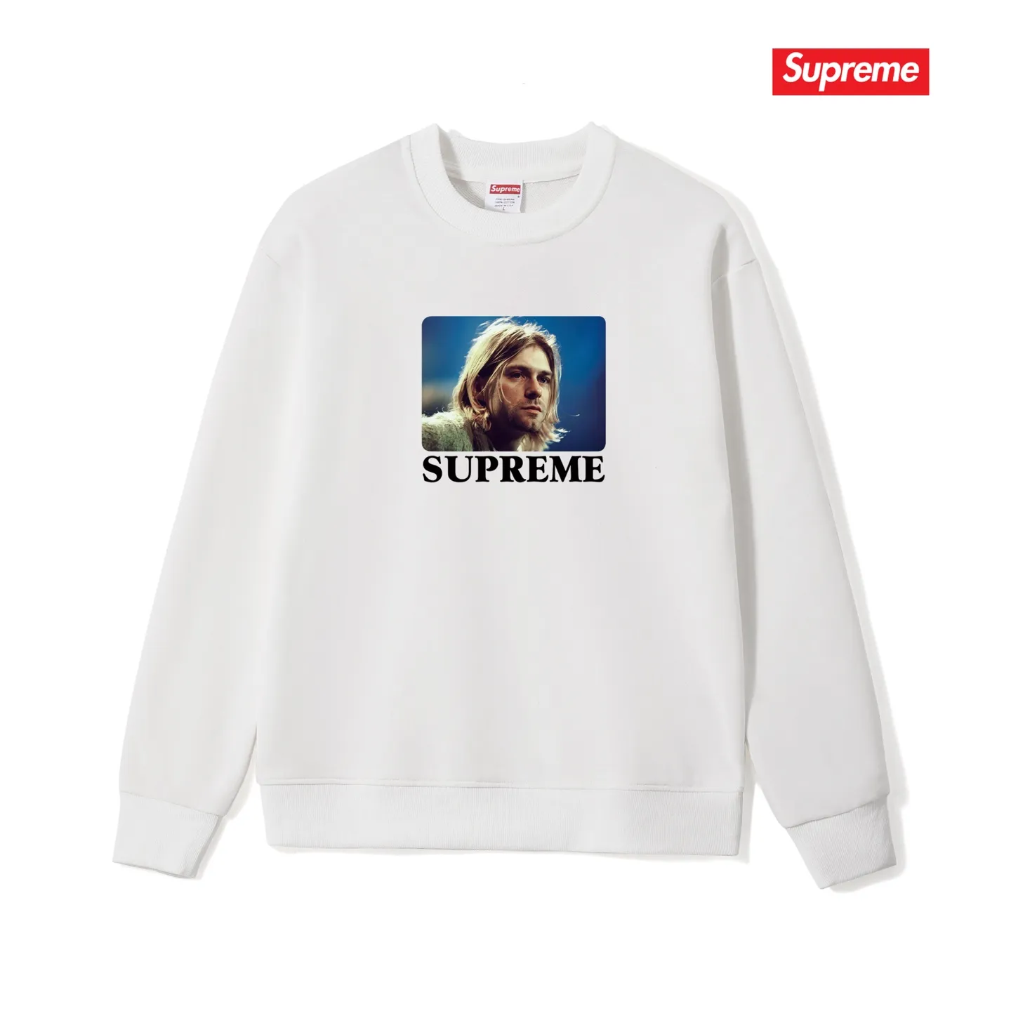 Style No. S1127 #terry p150💰 Velvet 160💰 Supreme SS23 Week1 KURTCOBAINTEE Kurt Cobain printed round neck sweatshirt Made of 400 grams of large terry (drop shoulder large version) fabric, soft texture and no pilling Imported environmentally friendly printing glue The pattern is bright and three-dimensional Quality 💥Same style for men and women The upper body is trendy Color: black white gray Size: S M L XL XXL