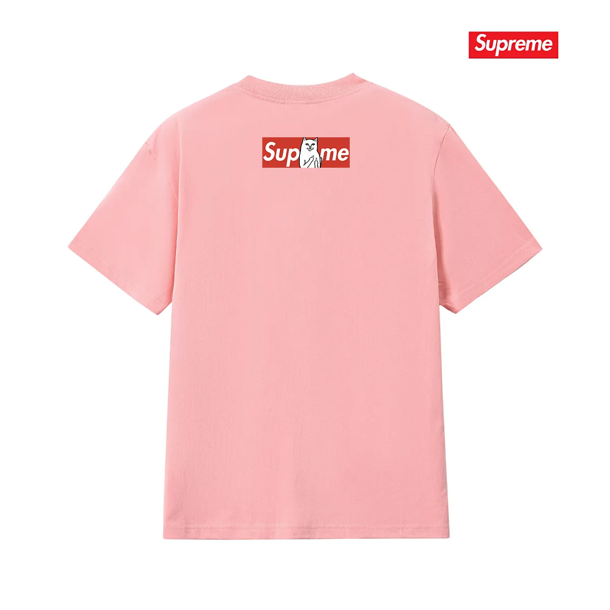 S232 P110💰 Sup Spoof Little Kitty Middle Finger Fashion Brand T-shirt Half Sleeve Men's and Women's Pure Cotton Round Neck Short Sleeve Loose Fit Made of 260g combed cotton double yarn All three standards from fabrics to accessories are in compliance with ZP Imported Matsui Company slurry printing will never crack The whole piece adopts three-needle five-thread technology (neckline-shoulder seam-sleeve seam double line, looks more three-dimensional and textured) The same process as the original version, classic version Feel free to compare zp. The whole piece adopts three-needle five-thread craftsmanship (neckline-shoulder seam-sleeve seam double thread, which looks more three-dimensional and textured). It has the same craftsmanship as the original original, classic version. Color: black, white, light gray, pink, navy. Size: S M L XL XXL