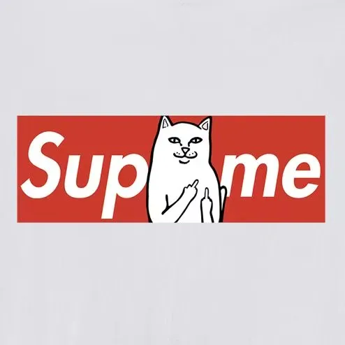 S232 P110💰 Sup Spoof Little Kitty Middle Finger Fashion Brand T-shirt Half Sleeve Men's and Women's Pure Cotton Round Neck Short Sleeve Loose Fit Made of 260g combed cotton double yarn All three standards from fabrics to accessories are in compliance with ZP Imported Matsui Company slurry printing will never crack The whole piece adopts three-needle five-thread technology (neckline-shoulder seam-sleeve seam double line, looks more three-dimensional and textured) The same process as the original version, classic version Feel free to compare zp. The whole piece adopts three-needle five-thread craftsmanship (neckline-shoulder seam-sleeve seam double thread, which looks more three-dimensional and textured). It has the same craftsmanship as the original original, classic version. Color: black, white, light gray, pink, navy. Size: S M L XL XXL