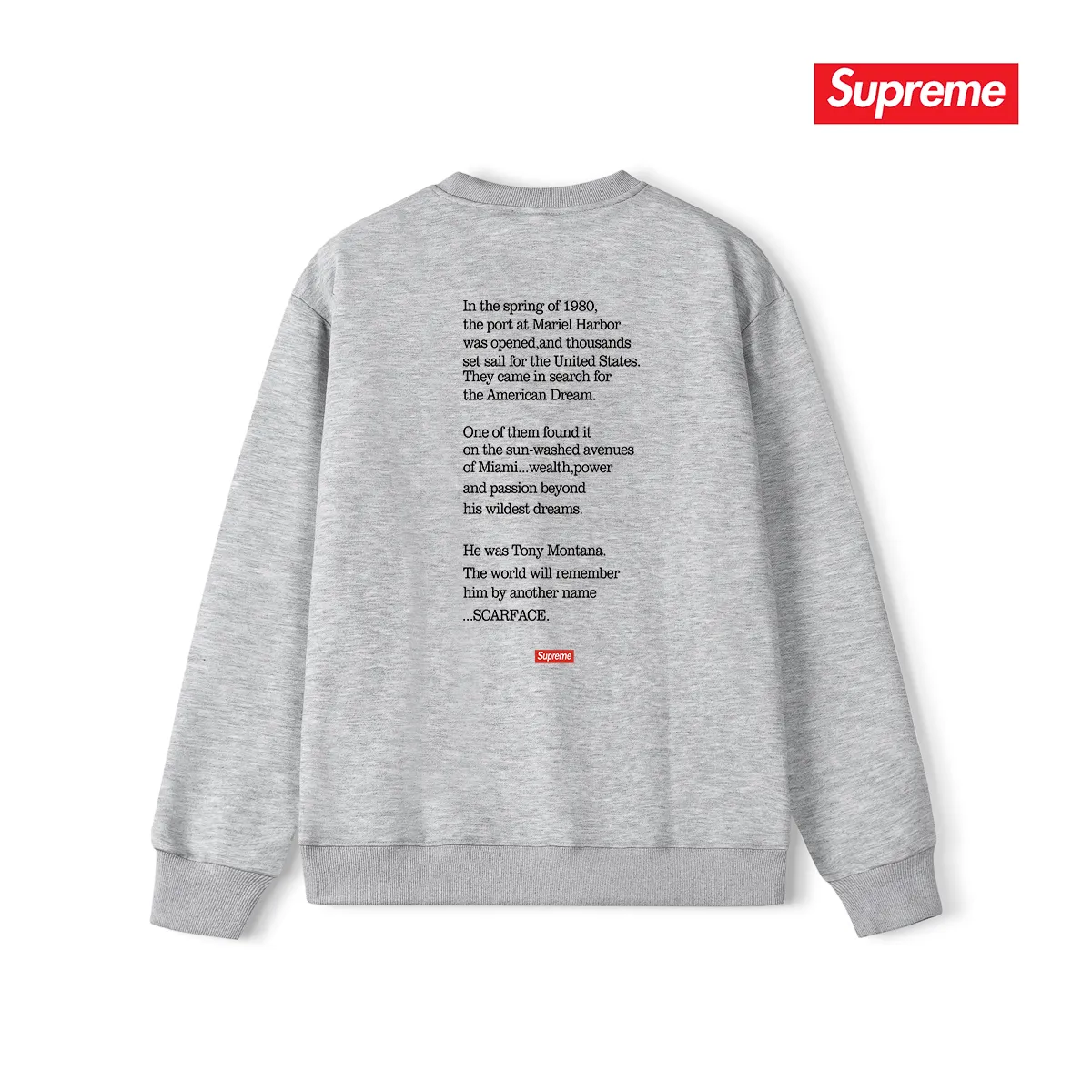 Style No. S1159 #terry p150💰 plus velvet 160💰 street sp scarface scarface movie poster character limited round neck sweatshirt Made of 400 grams of large terry (drop shoulder large version) fabric, soft and non-pilling texture, imported environmentally friendly printing glue, bright and three-dimensional pattern, quality 💥unisex style, top body is fashionable Color: black white gray Size: S M L XL XXL
