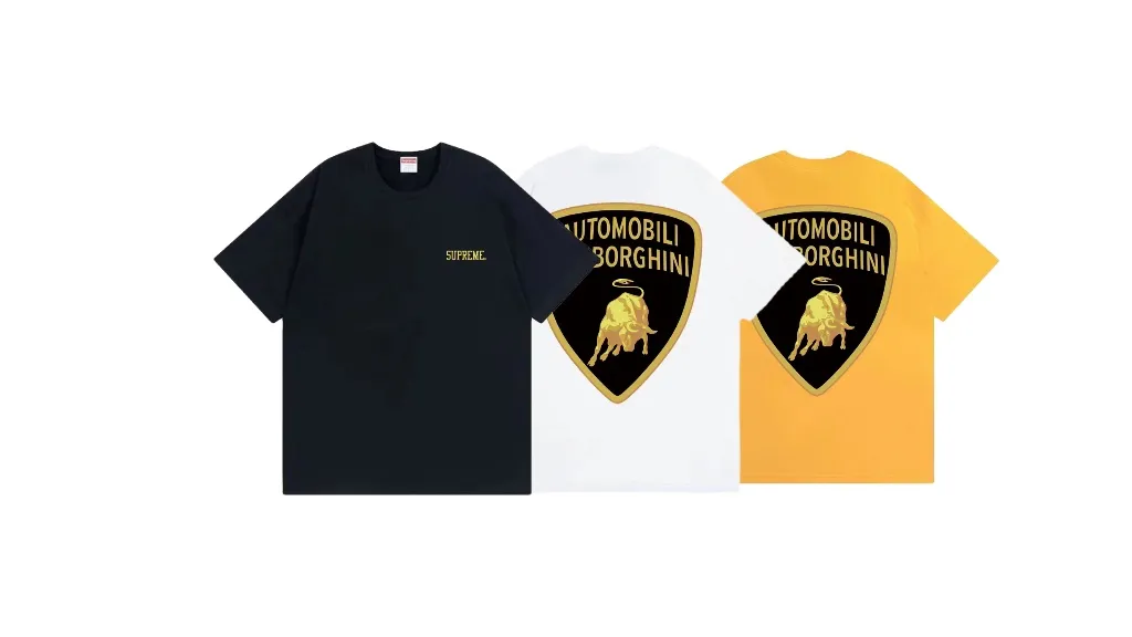 #S120 p110💰 Supreme Lamborghini co-branded model. Printing. Loose version. Made of 260g combed cotton double yarn. From fabric to accessories, all three standards are complete and follow ZP. The slurry printing imported from Matsui Company will never crack. The whole piece adopts three-needle and five-thread technology. The collar-shoulder seam-sleeve seam is double-lined, which looks more three-dimensional and textured. The same process as the original version, classic version. Feel free to compare zp. The whole piece adopts three-needle five-thread craftsmanship (neckline-shoulder seam-sleeve seam double thread, which looks more three-dimensional and textured) and the same craftsmanship as the original original, classic version. Color: Black White Orange Size: S M L XL XXL