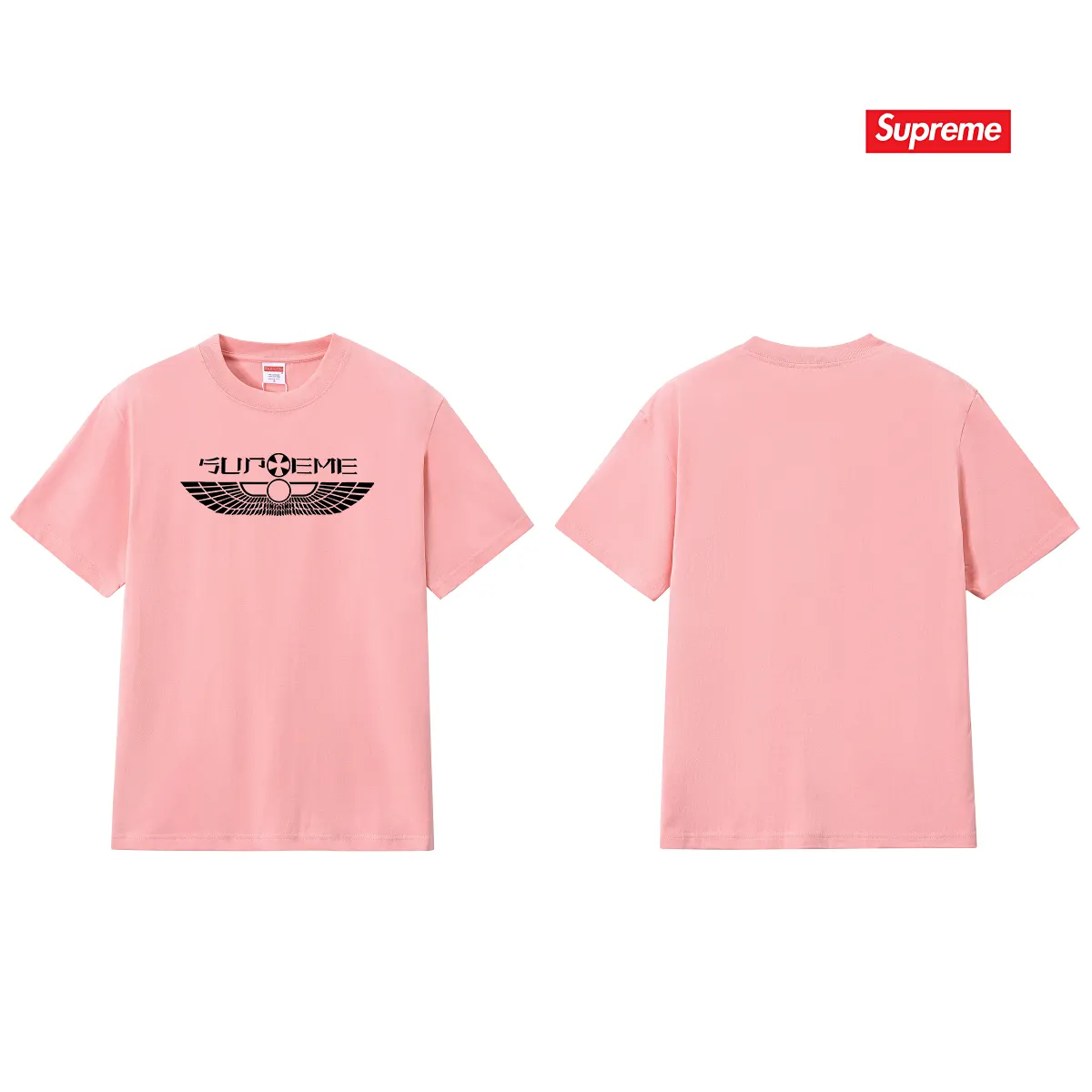 S204 P110💰 Sup style SS25 spring T-shirt series wings logo printed versatile round neck casual short-sleeved T-shirt. Same style for men and women. Loose fit. Made of 260g combed cotton double yarn. All three standards are complete from fabrics to accessories. ZP. Imported Matsui company slurry printing will never crack. The whole piece adopts three-needle five-thread technology. The neckline-shoulder seam-sleeve seam is double-lined, which looks more three-dimensional and textured.) The same process as the original version, classic version Feel free to compare zp. The whole piece adopts three-needle five-thread craftsmanship (neckline-shoulder seam-sleeve seam double thread, which looks more three-dimensional and textured). It has the same craftsmanship as the original original, classic version. Color: black, white, light gray, pink, navy. Size: S M L XL XXL