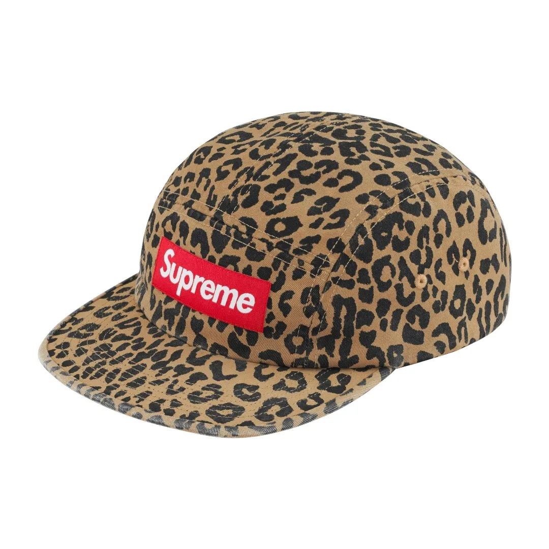 S398💰p136 Supreme 24SS Washed Chino Leather Buckle Baseball Cap Peaked Cap Color: Black Red Leopard Print Washed Blue Snake Print
