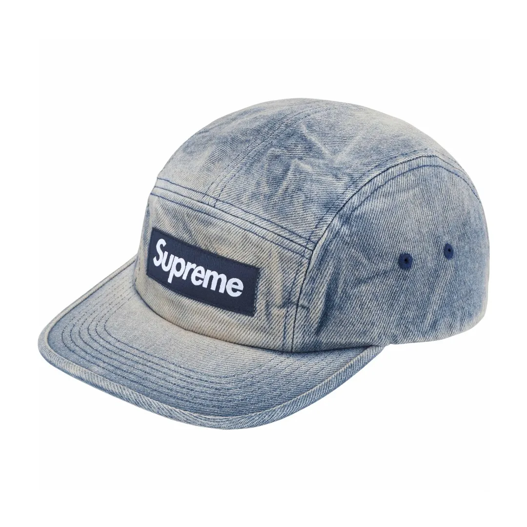 S398💰p136 Supreme 24SS Washed Chino Leather Buckle Baseball Cap Peaked Cap Color: Black Red Leopard Print Washed Blue Snake Print