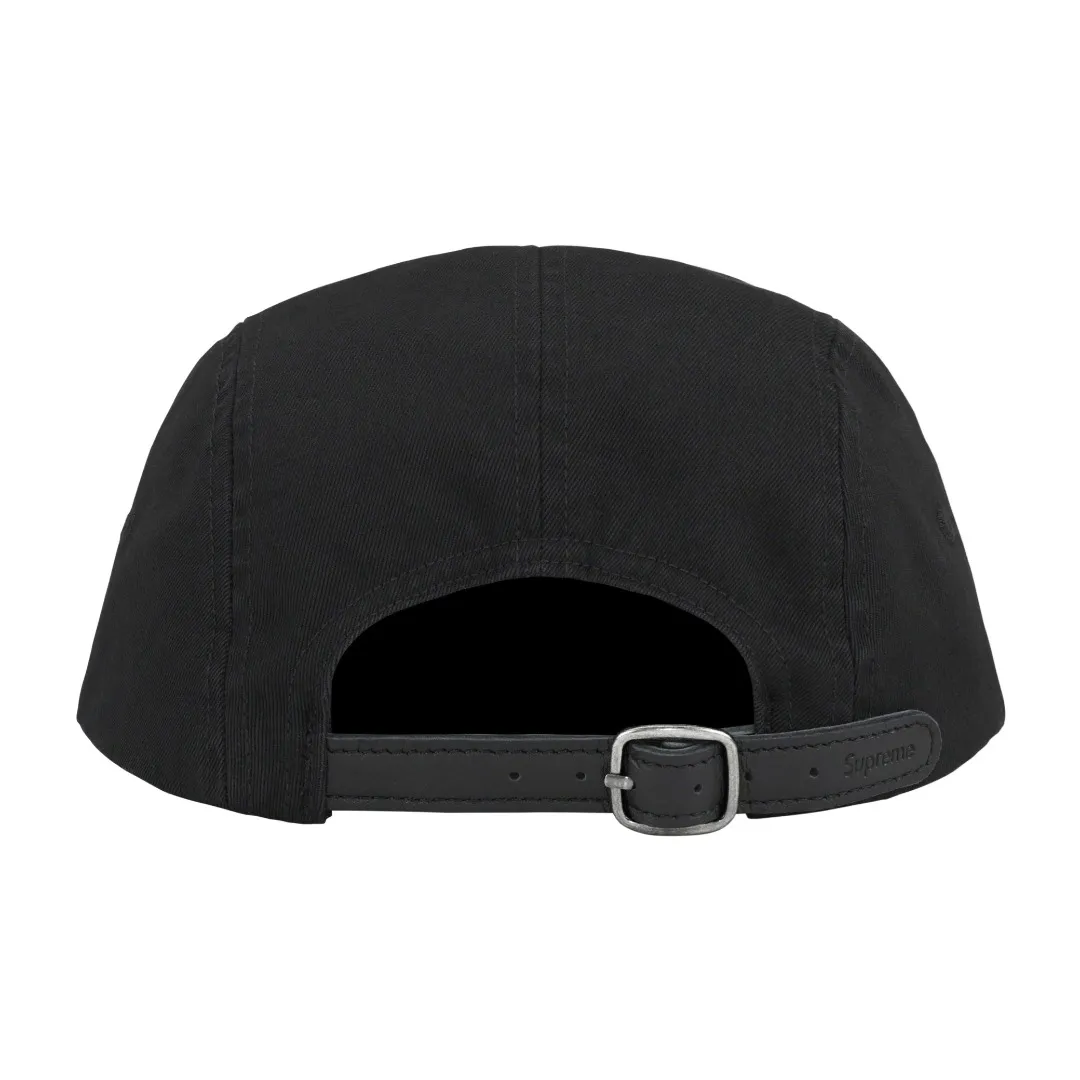 S398💰p136 Supreme 24SS Washed Chino Leather Buckle Baseball Cap Peaked Cap Color: Black Red Leopard Print Washed Blue Snake Print