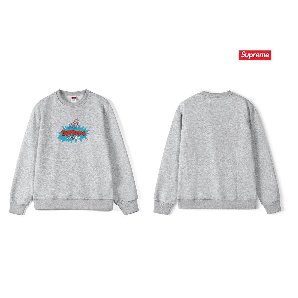 Style No. S1173 #terry p150💰 Plus velvet 160💰 SUPREME Ganesha explosion LOGO printing round neck sweatshirt Made of 400 grams of large terry (drop shoulder large version) fabric, soft texture and no pilling Imported environmentally friendly printing glue The pattern is bright and three-dimensional Quality 💥Same style for men and women The upper body is trendy Color: black white gray Size: S M L XL XXL