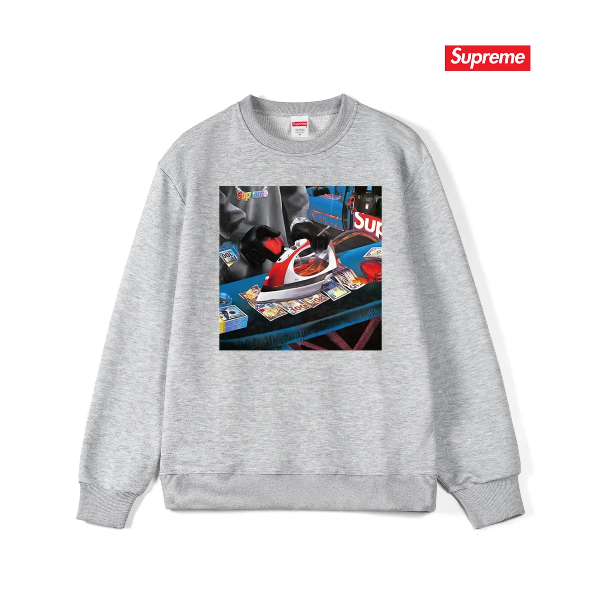 Style No. S1019 #terryp150💰 Velvet 160💰 Supreme SS22 Week 1 Gas Tee pattern printed round neck sweatshirt Made of 400g large terry (drop shoulder large version) fabric, soft texture and no pilling Imported environmentally friendly printing glue The pattern is bright and three-dimensional Quality 💥 Unisex style The upper body is trendy Color: black white gray Size: S M L XL XXL