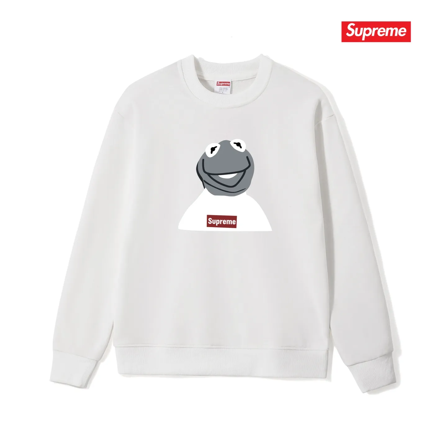 Style No. S1225 #terry p150💰 Velvet 160💰 supreme 08ss kermit Sesame Street Frog round neck sweatshirt Made of 400g large terry (drop shoulder large version) fabric, soft texture and no pilling Imported environmentally friendly printing glue The pattern is bright and three-dimensional Quality💥Same style for men and women The upper body is trendy Color: black white gray Size: S M L XL XXL