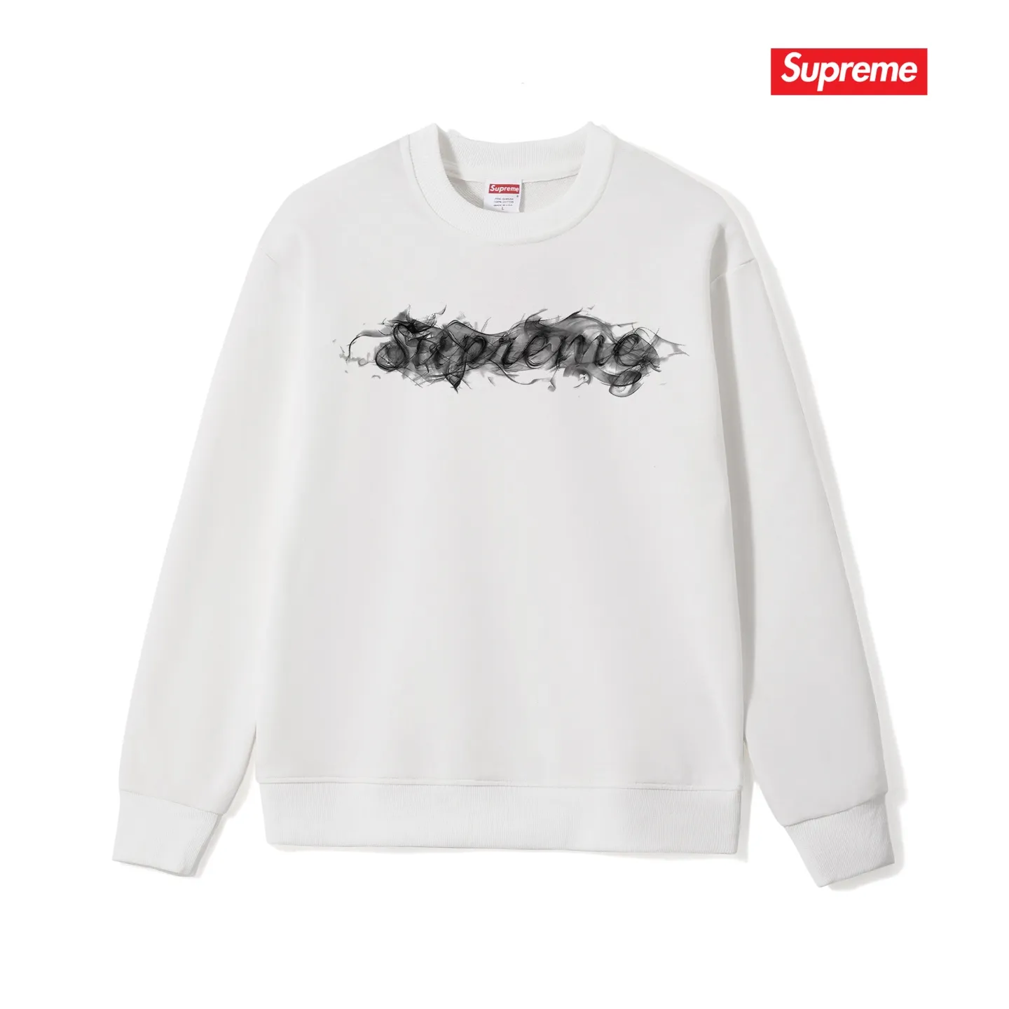 Style No. S1071 #terry p150💰 Velvet 160💰 Supreme Week0 Smoke Tee Smoke Logo smoke ring letters round neck sweatshirt Made of 400 grams of large terry (drop shoulder large version) fabric, soft texture and no pilling Imported environmentally friendly printing glue The pattern is bright and three-dimensional Quality 💥 Unisex style The upper body is trendy Color: black white gray Size: S M L XL XXL
