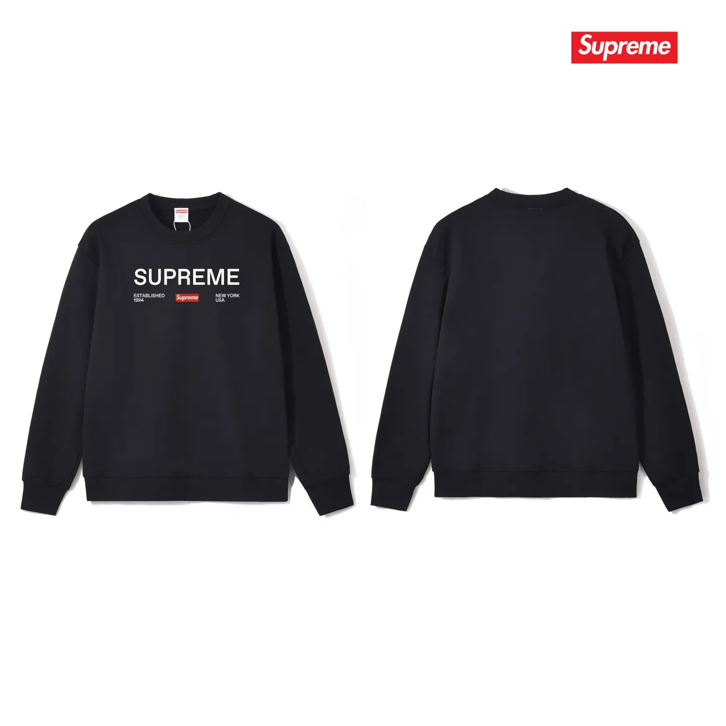 Style No. S1075 #terry p150💰 Velvet 160💰 Supreme Week 1 Est. 1994 Tee letter printed round neck sweatshirt Made of 400g large terry (drop shoulder large version) fabric, soft texture and no pilling Imported environmentally friendly printing glue The pattern is bright and three-dimensional Quality 💥Same style for men and women The upper body is trendy Color: black white gray Size: S M L XL XXL
