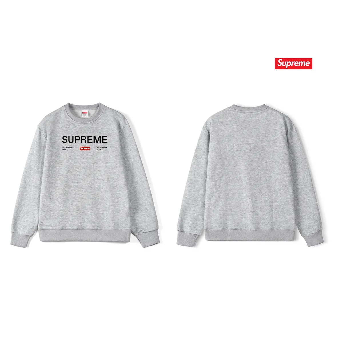 Style No. S1075 #terry p150💰 Velvet 160💰 Supreme Week 1 Est. 1994 Tee letter printed round neck sweatshirt Made of 400g large terry (drop shoulder large version) fabric, soft texture and no pilling Imported environmentally friendly printing glue The pattern is bright and three-dimensional Quality 💥Same style for men and women The upper body is trendy Color: black white gray Size: S M L XL XXL