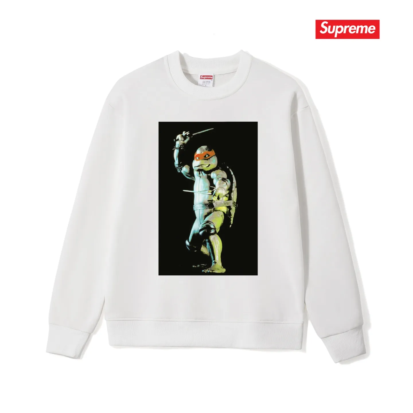 Style No. S1053 #terry p150💰 Plush 160💰 Supreme Week 1 Raphael Tee Teenage Mutant Ninja Turtles printed round neck sweatshirt Made of 400 grams of large terry (drop shoulder large version) fabric, soft texture and no pilling Imported environmentally friendly printing glue The pattern is bright and three-dimensional Quality 💥 Unisex style The upper body is trendy Color: Black White Gray Size: S M L XL XXL