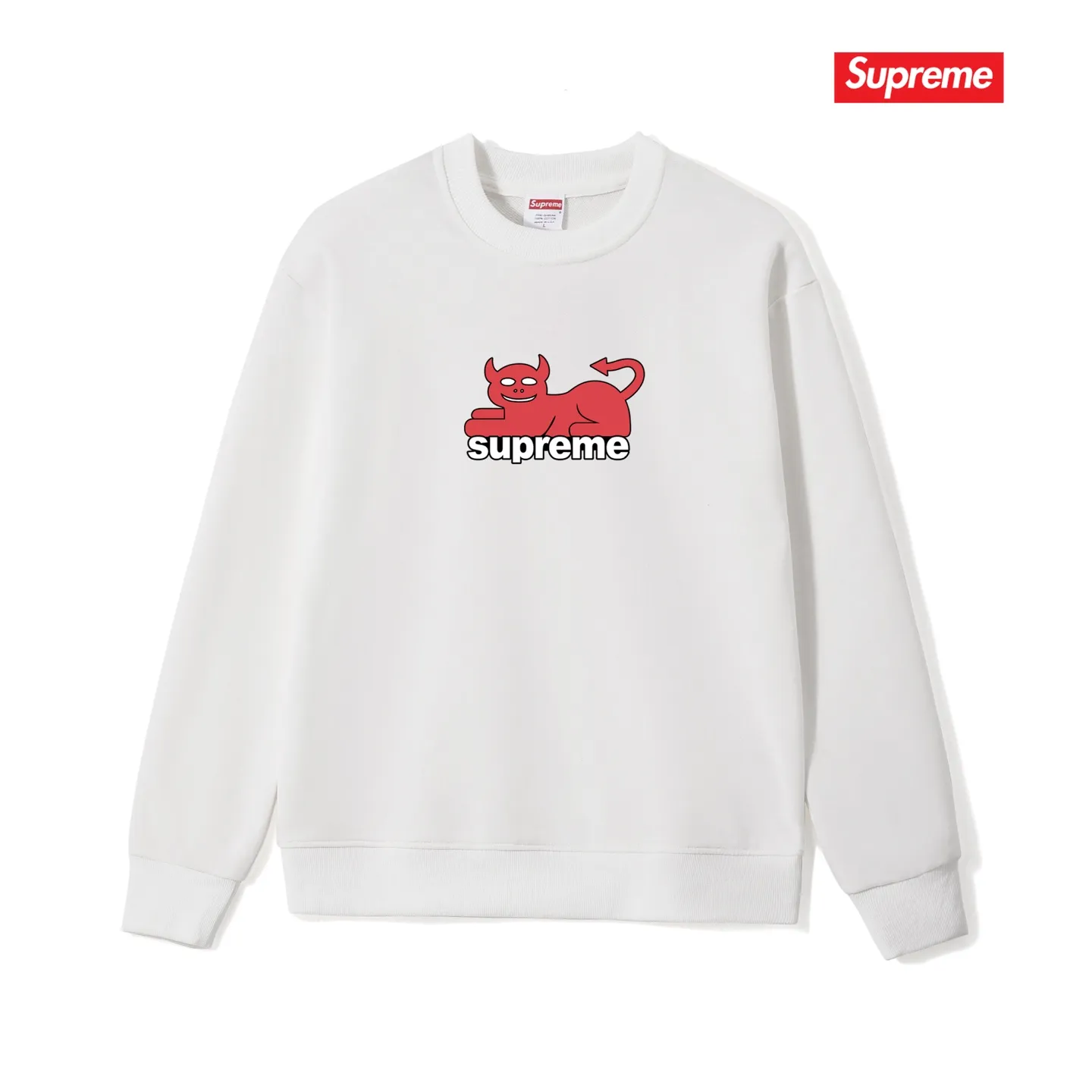 Style No. S1146 #terry p150💰 plus fleece 160💰 24SS TOY MACHINE DEVIL CAT TEE new little devil cat round neck sweatshirt Made of 400 grams of large terry (off-shoulder large version) fabric, soft texture and no pilling Imported environmentally friendly printing glue, bright and three-dimensional pattern, quality 💥Same style for men and women, the upper body is trendy Color: black white gray Size: S M L XL XXL