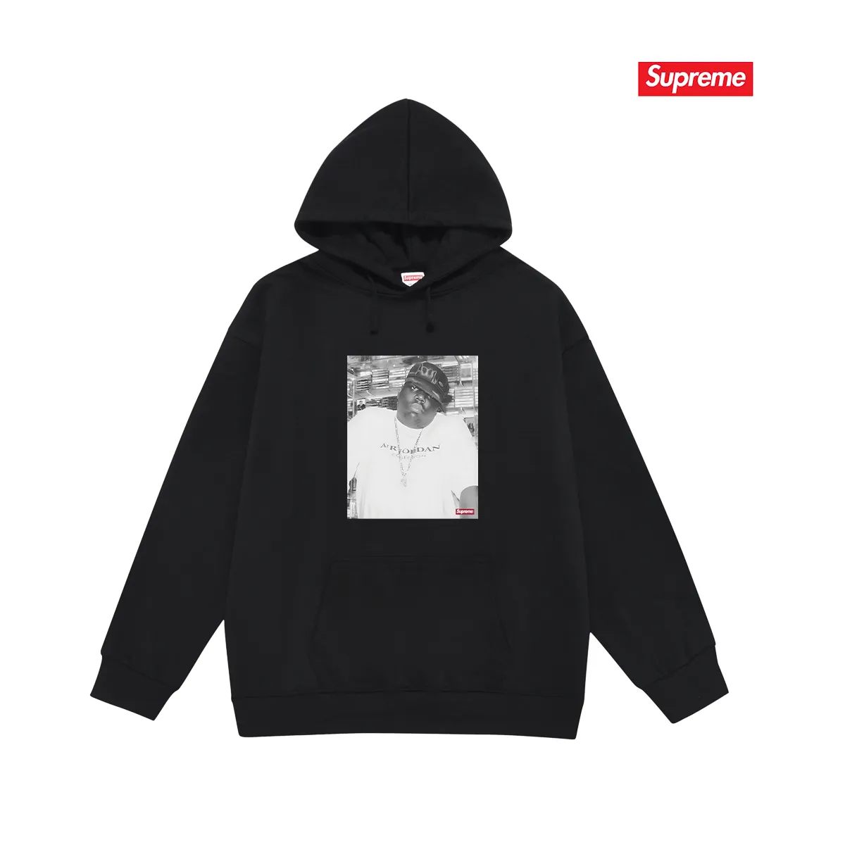Style No. S2183 #terry P160💰 Velvet P170💰 Sup FW24 Casual, comfortable logo pattern on the chest, hooded sweatshirt Made of 400g large terry 430g silver fox velvet (off-shoulder large version) fabric, soft and non-pilling, imported environmentally friendly printing glue, bright and three-dimensional pattern, quality 💥Same style for men and women, the upper body is trendy Color: black white gray Size: S M L XL XXL