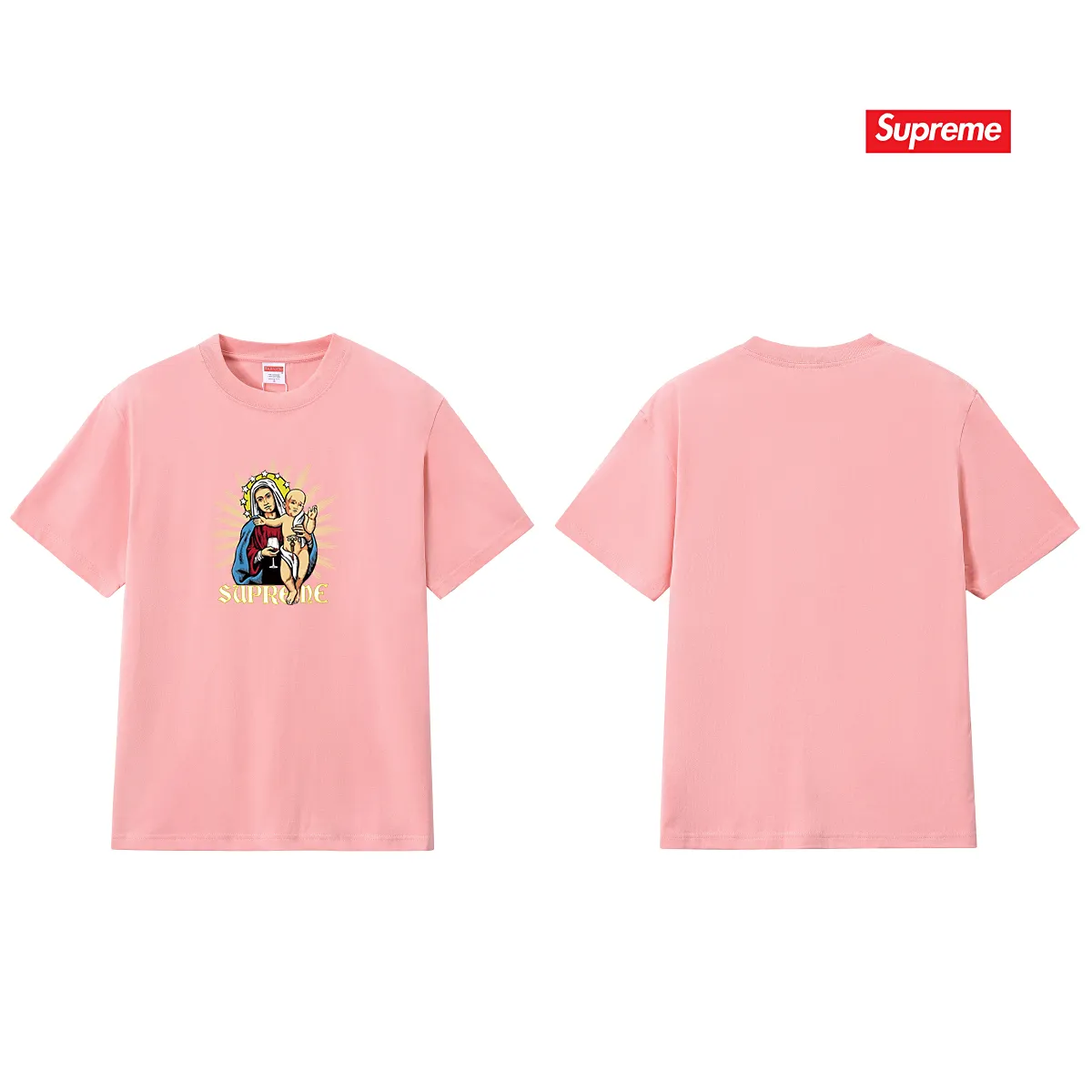 S176 P110💰 Sup FW24 T-shirt series WEEK8 chest printed pattern, versatile and comfortable short-sleeved T-shirt, same style for men and women, loose fit, made of 260g combed cotton double yarn, all three standards are complete from fabrics to accessories, ZP imported Matsui company's slurry printing will never crack, the whole thing adopts three-needle five-thread technology (collar-shoulder seam-sleeve seam double line, looks more three-dimensional and textured) consistent with the original version, classic version Feel free to compare zp. The whole piece adopts three-needle five-thread craftsmanship (neckline-shoulder seam-sleeve seam double thread, which looks more three-dimensional and textured). It has the same craftsmanship as the original original, classic version. Color: black, white, navy blue, light gray, pink. Size: S M L XL XXL