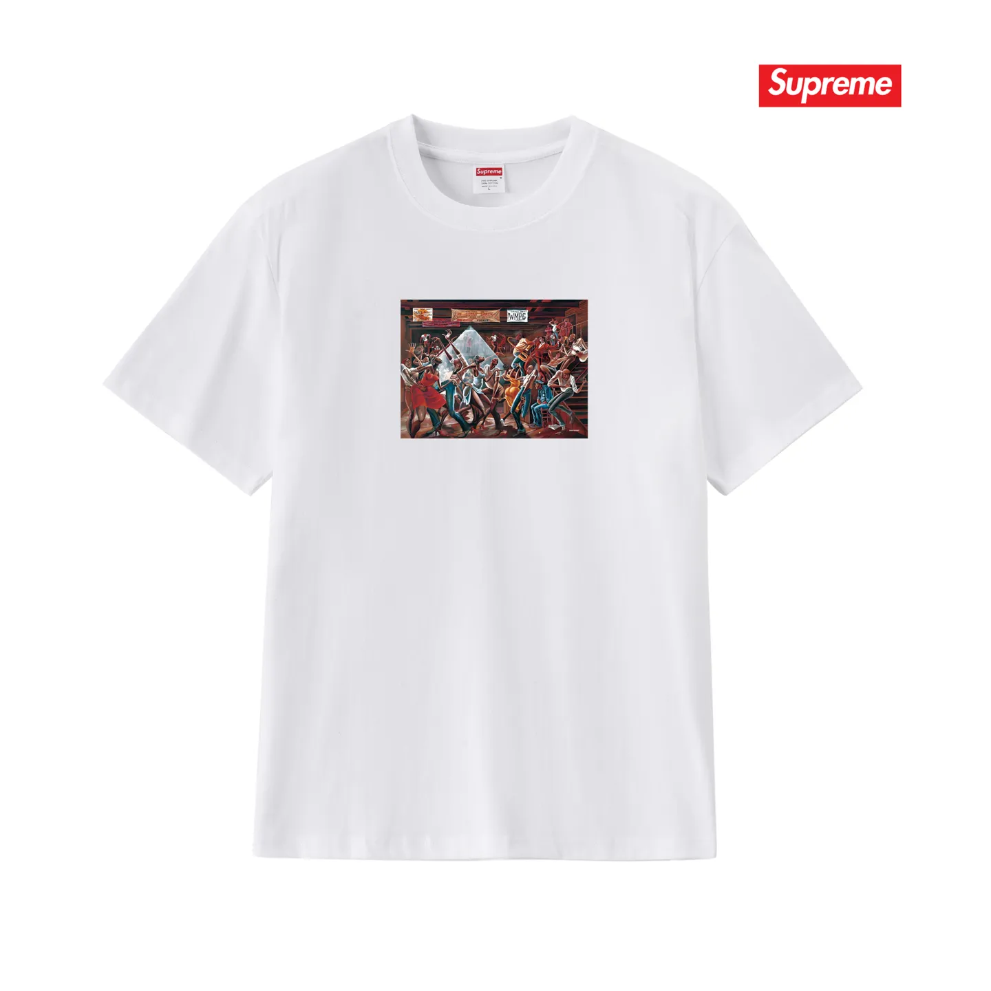 S203 P110💰 Supreme 25SS Ernie Barnes artist oil painting short-sleeved T-shirt loose fit using 260 grams of combed cotton double yarn, all three standards from fabrics to accessories are complete ZP imported Matsui company slurry printing will never crack The whole piece is made of three-needle five-thread technology (neckline-shoulder seam-sleeve seam double line, looks more three-dimensional and textured) consistent with the original version, classic version Feel free to compare zp. The whole piece adopts three-needle five-thread craftsmanship (neckline-shoulder seam-sleeve seam double thread, which looks more three-dimensional and textured). It has the same craftsmanship as the original original, classic version. Color: black, white, light gray, pink, navy. Size: S M L XL XXL