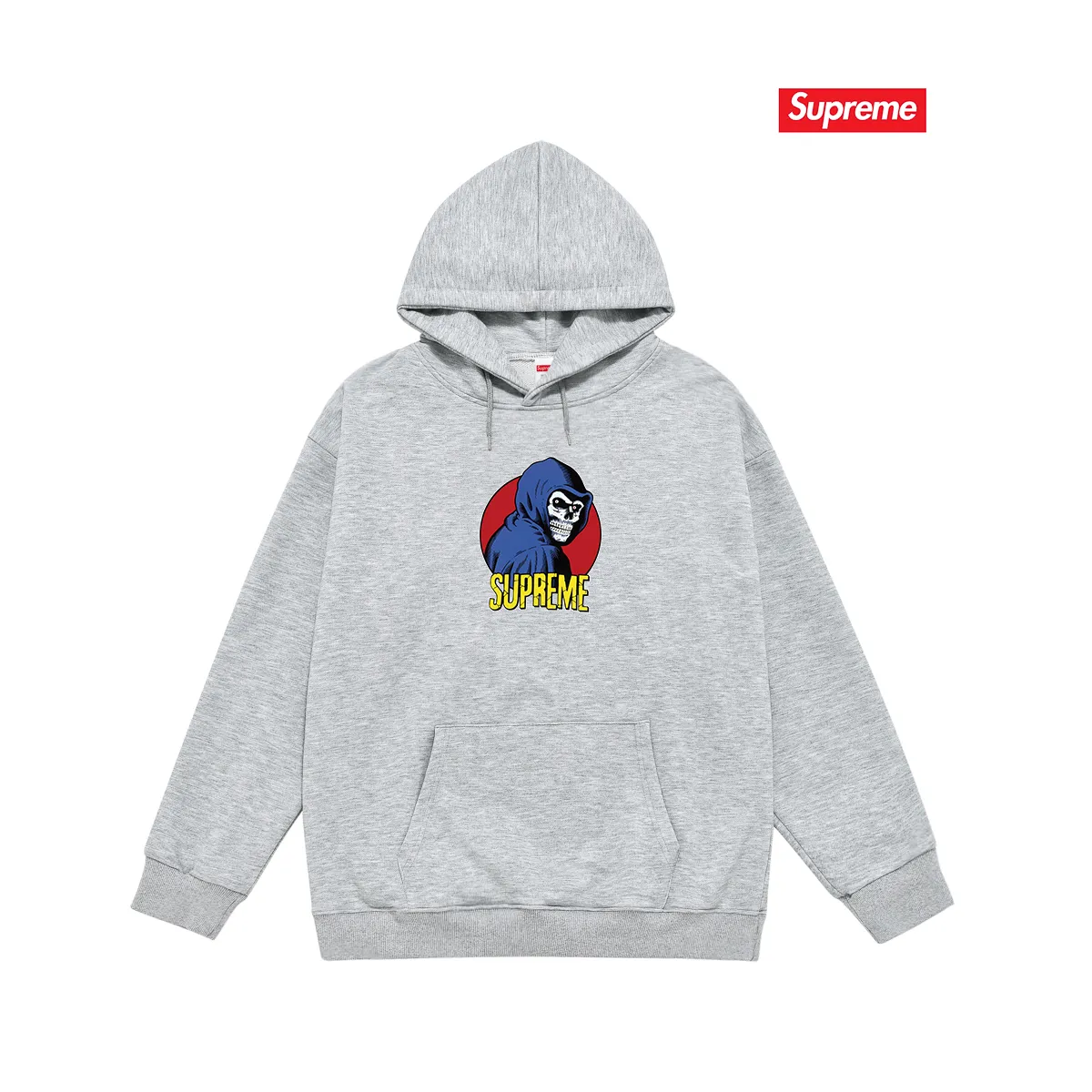 Style No. S2106 #terry P160💰 Velvet P170💰 Supreme SS23 Week1REAPERTEE death print hooded sweatshirt Made of 400g large terry 430g silver fox velvet (drop shoulder large version) fabric, soft texture and no pilling Imported environmentally friendly printing glue The pattern is bright and three-dimensional Quality 💥Same style for men and women The upper body is trendy Color: black white gray Size: S M L XL XXL