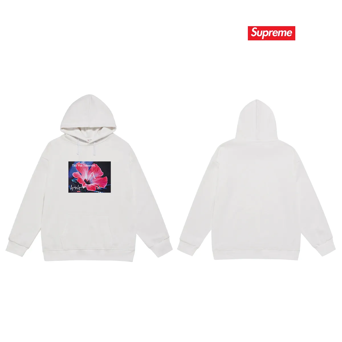 Style No. S2121 #Terry P160💰 Velvet P170💰 Supreme Yohji Yamamoto co-branded floral print hooded sweatshirt Made of 400g large terry 430g silver fox velvet (drop shoulder large version) fabric, soft texture and no pilling Imported environmentally friendly printing glue The pattern is bright and three-dimensional Quality 💥Same style for men and women The upper body is trendy Color: black white gray Size: S M L XL XXL