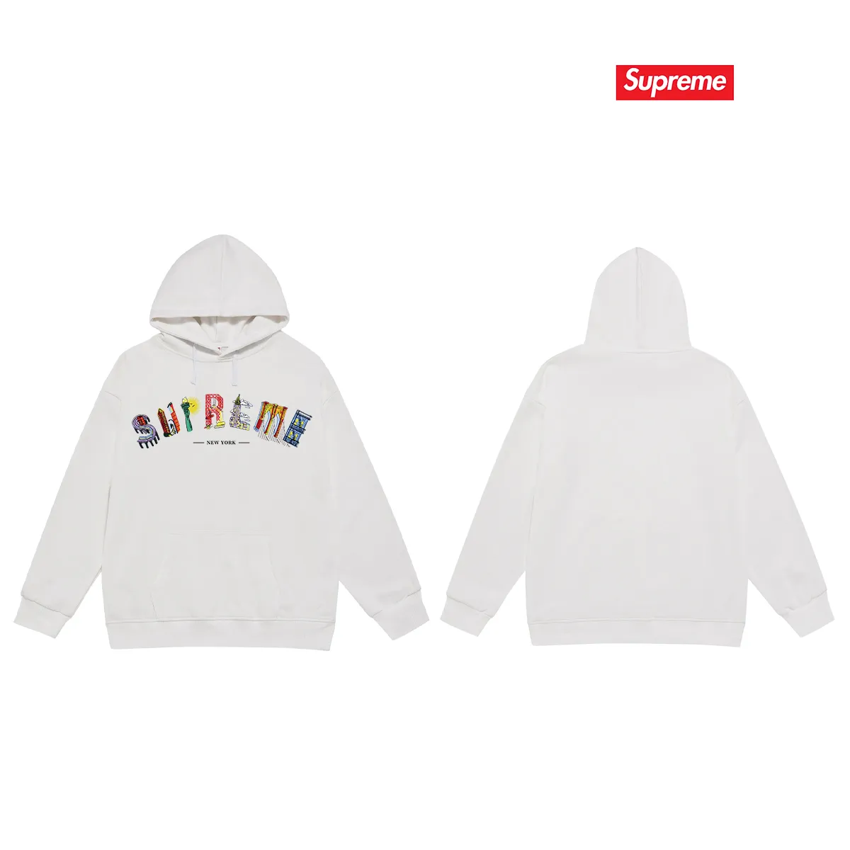 Style No. S2137 #Terry P160💰 Velvet P170💰 Fashionable new heavyweight pure cotton Sup letter printed hooded sweatshirt. Made of 400g large terry 430g silver fox velvet (drop shoulder large version) fabric. The texture is soft and non-pilling. Imported environmentally friendly printing glue. The pattern is bright and three-dimensional. Quality💥Same style for men and women. The upper body is trendy. Color: black white gray Size: S M L XL XXL