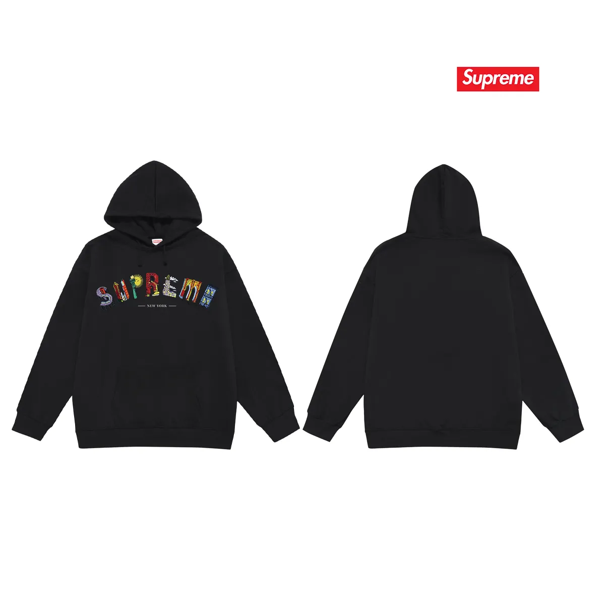 Style No. S2137 #Terry P160💰 Velvet P170💰 Fashionable new heavyweight pure cotton Sup letter printed hooded sweatshirt. Made of 400g large terry 430g silver fox velvet (drop shoulder large version) fabric. The texture is soft and non-pilling. Imported environmentally friendly printing glue. The pattern is bright and three-dimensional. Quality💥Same style for men and women. The upper body is trendy. Color: black white gray Size: S M L XL XXL
