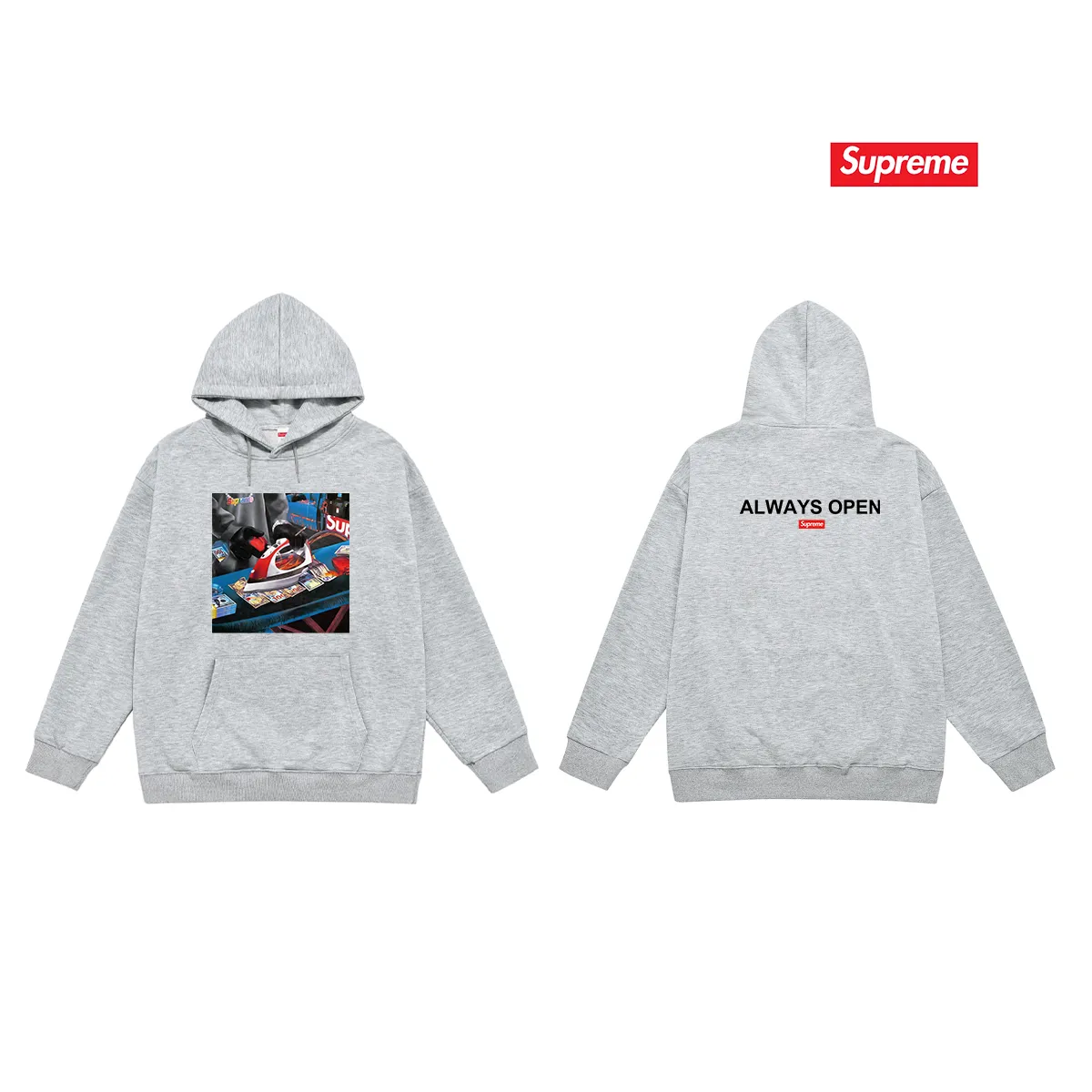 Style No. S2019 #terry P160💰 Velvet P170💰 Supreme SS22 Week 1 Gas Tee graphic print hooded sweatshirt Made of 400g large terry 430g silver fox velvet (off-shoulder large version) fabric, soft texture and no pilling Imported environmentally friendly printing glue The pattern is bright and three-dimensional Quality 💥Same style for men and women The upper body is trendy Color: black white gray Size: S M L XL XXL