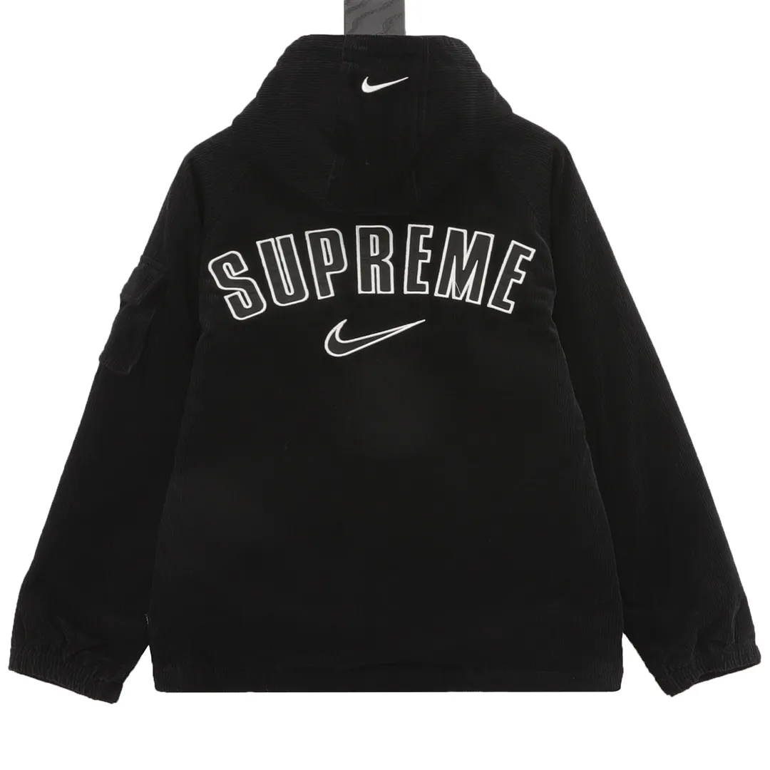 🅿️700 Supreme x Nike corduroy cotton jacket joint model Arc Corduroy Hooded Jacket Corduroy zipper hooded jacket. The original fabric is custom-dyed and developed. The fabric feels very good, so the details and accessories are made according to the original version. The quality of the factory's craftsmanship is comparable to the original version. Size: S-XL