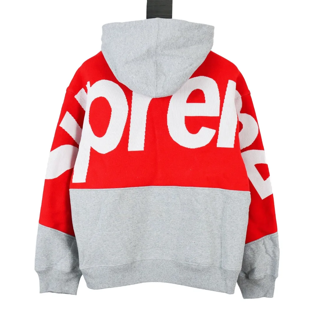 🅿️390 S239 top version Supreme BIG LOGO JACQUARD HOODED SWEATSHIRT hooded sweatshirt with big LOGO on the back. For those of us who focus on top Sup products, this sweatshirt is naturally available at our fingertips. ZP testing, custom weaving and dyeing, pure cotton 450G fleece main fabric, multiple stitching and tailoring design on the back, jacquard processing on the back, customized ZP co-branding, main label/wash water label/hangtag/packaging bag (Equipped with extra-large thickened handbag) There is a high probability of passing the inspection version, and the original packaging picture has a high probability of passing. Size: S-XL