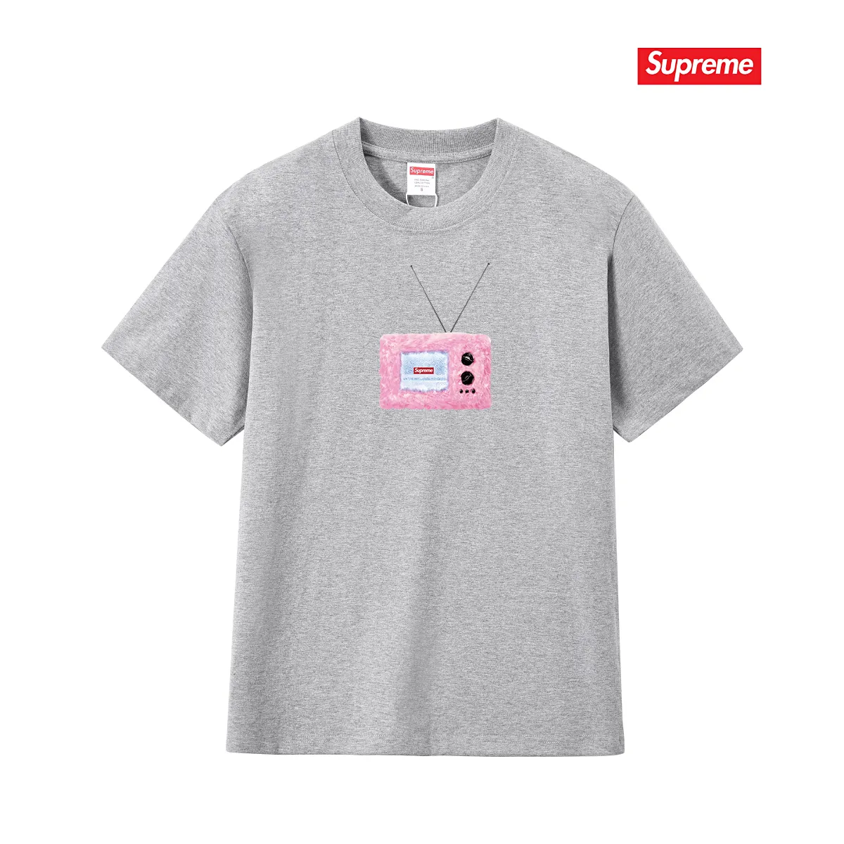 S256 P110💰 Supreme SS18 TV Tee White printed short-sleeved American trendy T-shirt. Same style for men and women. Loose fit. Made of 260g combed cotton double yarn. From fabric to accessories, all three standards are complete and follow ZP. The slurry printing imported from Matsui Company will never crack. The whole piece is made with three-needle five-thread technology. The neckline-shoulder seam-sleeve seam is double-lined, which looks more three-dimensional and textured. The same process as the original version, classic version. Feel free to compare zp. The whole piece adopts three-needle five-thread craftsmanship (neckline-shoulder seam-sleeve seam double thread, which looks more three-dimensional and textured). It has the same craftsmanship as the original original, classic version. Color: black, white, light gray, pink, navy. Size: S M L XL XXL