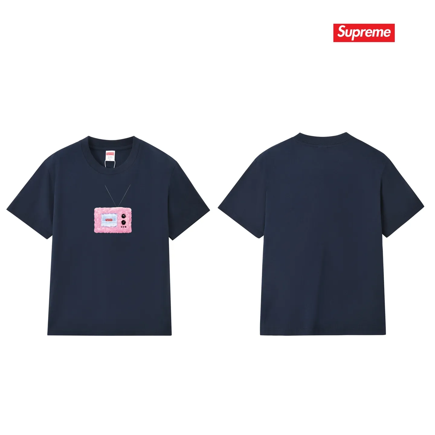 S256 P110💰 Supreme SS18 TV Tee White printed short-sleeved American trendy T-shirt. Same style for men and women. Loose fit. Made of 260g combed cotton double yarn. From fabric to accessories, all three standards are complete and follow ZP. The slurry printing imported from Matsui Company will never crack. The whole piece is made with three-needle five-thread technology. The neckline-shoulder seam-sleeve seam is double-lined, which looks more three-dimensional and textured. The same process as the original version, classic version. Feel free to compare zp. The whole piece adopts three-needle five-thread craftsmanship (neckline-shoulder seam-sleeve seam double thread, which looks more three-dimensional and textured). It has the same craftsmanship as the original original, classic version. Color: black, white, light gray, pink, navy. Size: S M L XL XXL